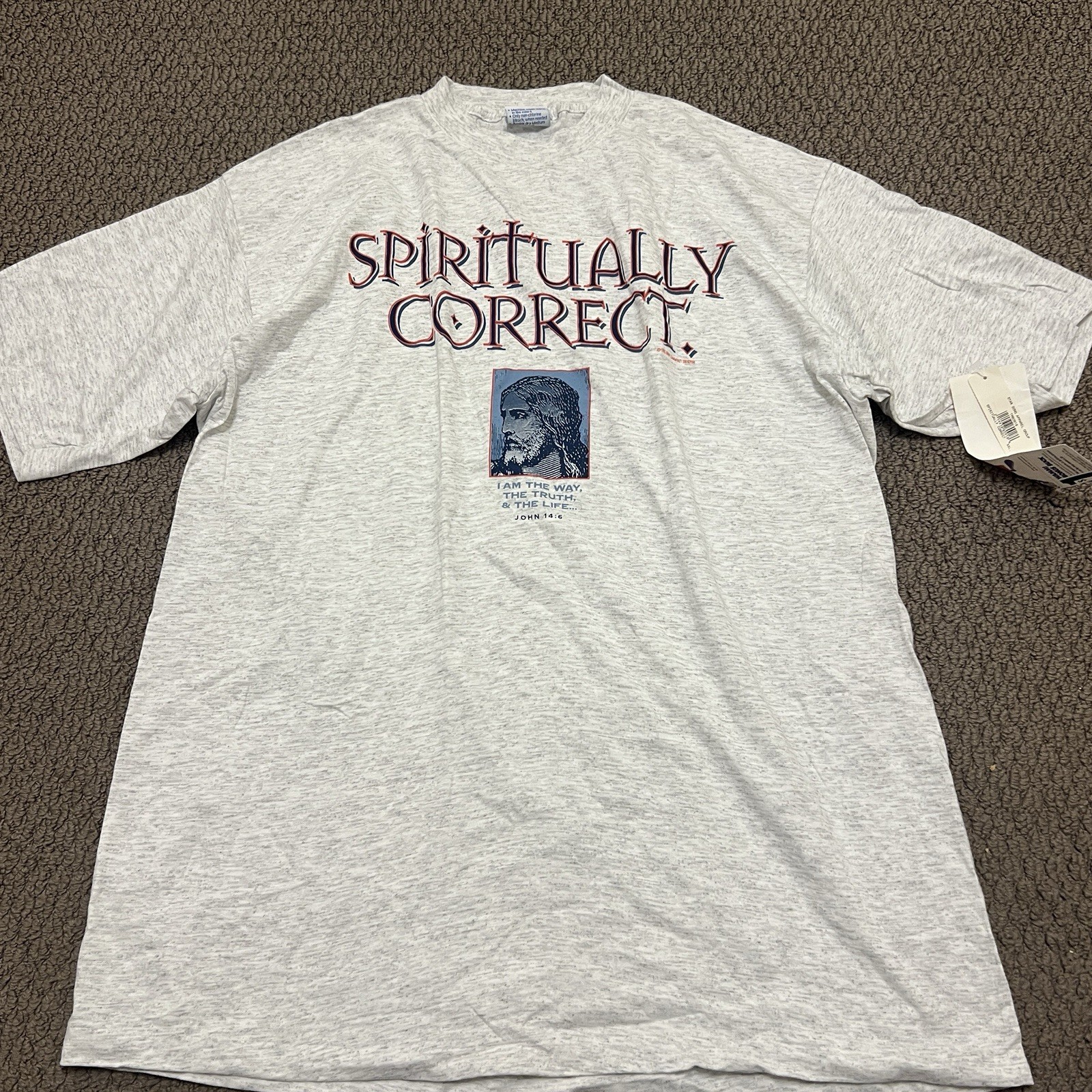 Vintage 90s Jesus Christ Portrait T-Shirt Size XXL  Single Stitch John 14:6