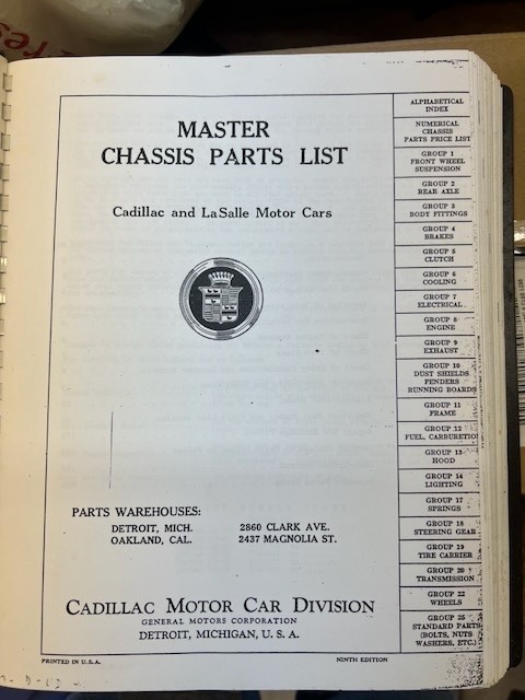 Antique Cadillac Parts list Antique Cadillac Parts list