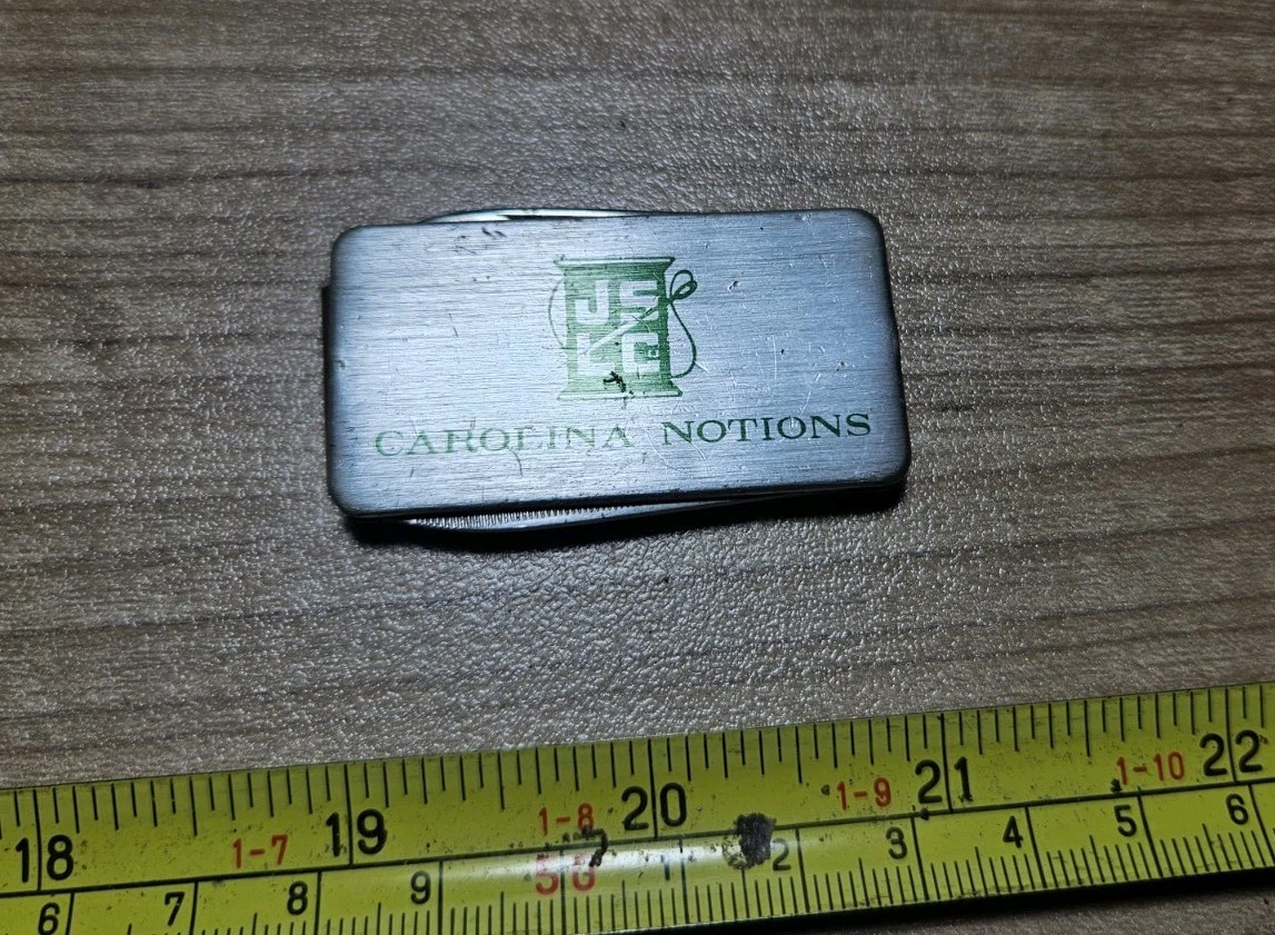 Vintage JSL Co Carolina Notions Sewing Thread Advertising Money Clip Vintage JSL Co Carolina Notions Sewing Thread Advertising Money Clip