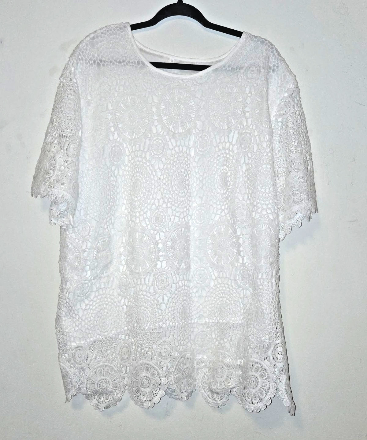 😊 NEW WOMENS PLUS SIZE SHEIN WHITE LACE BLOUSE TOP Size 4xl