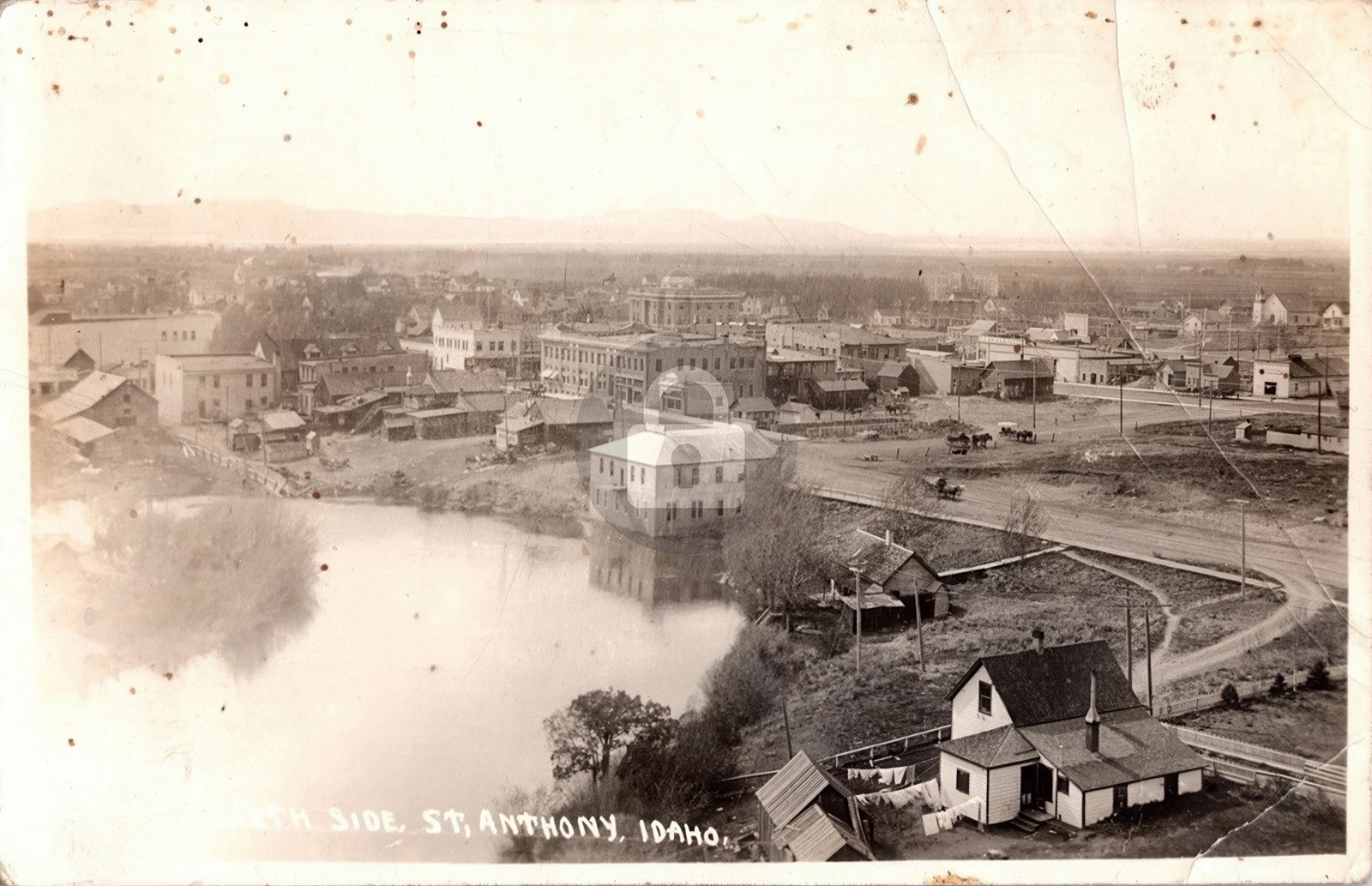 c1915 Birds Eye View North Side of St Anthony Idaho ID RPPC Photo Postcard COPY