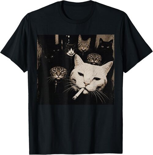 Funny Gangster Cat Smoking Cigarette Cat Meme Cat Lover T-Shirt Funny Gangster Cat Smoking Cigarette Cat Meme Cat Lover T-Shirt