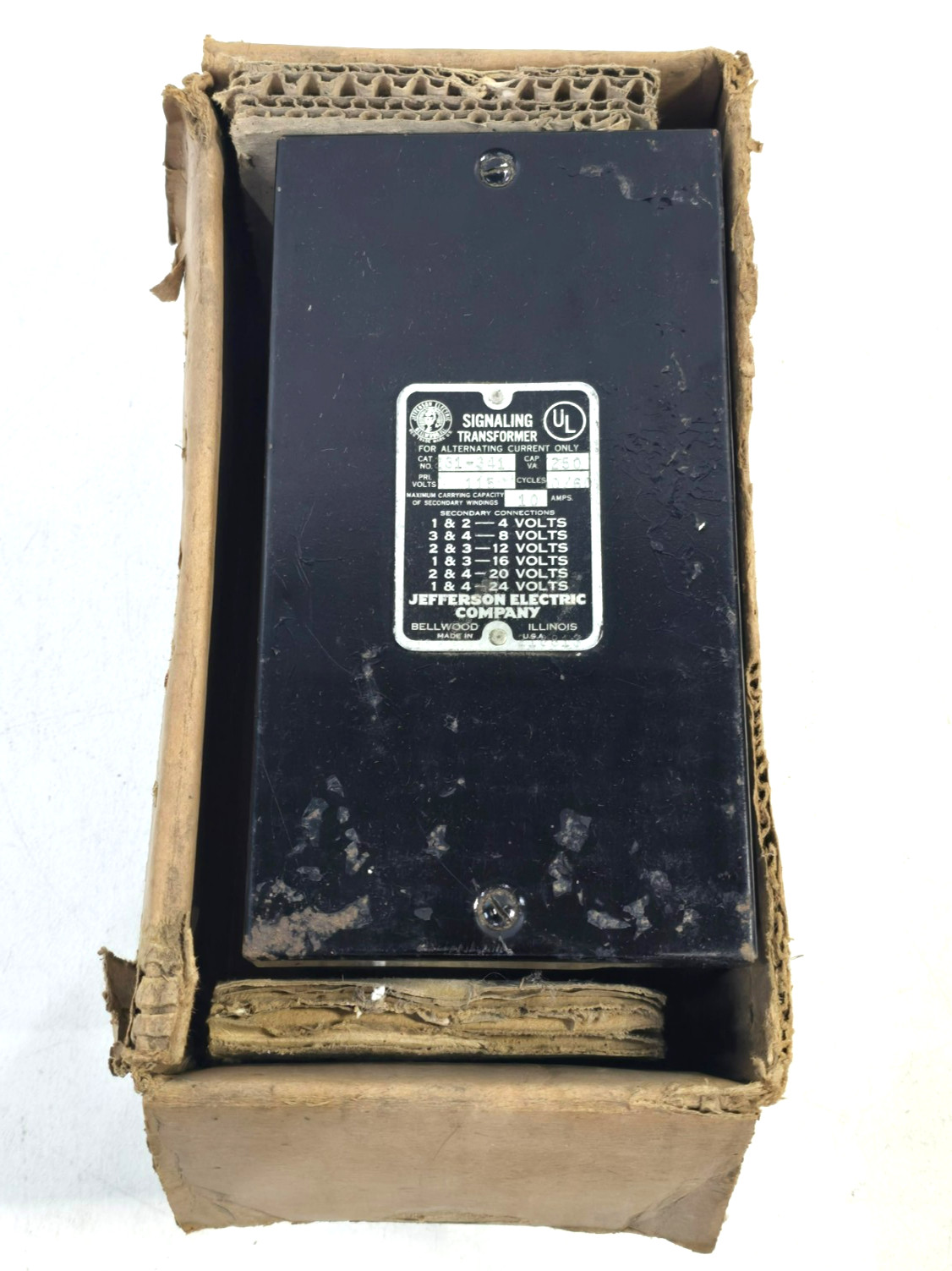 Vintage Jefferson Electric 231-141 Signaling Transformer 115V 25VA 4-24V USA NOS