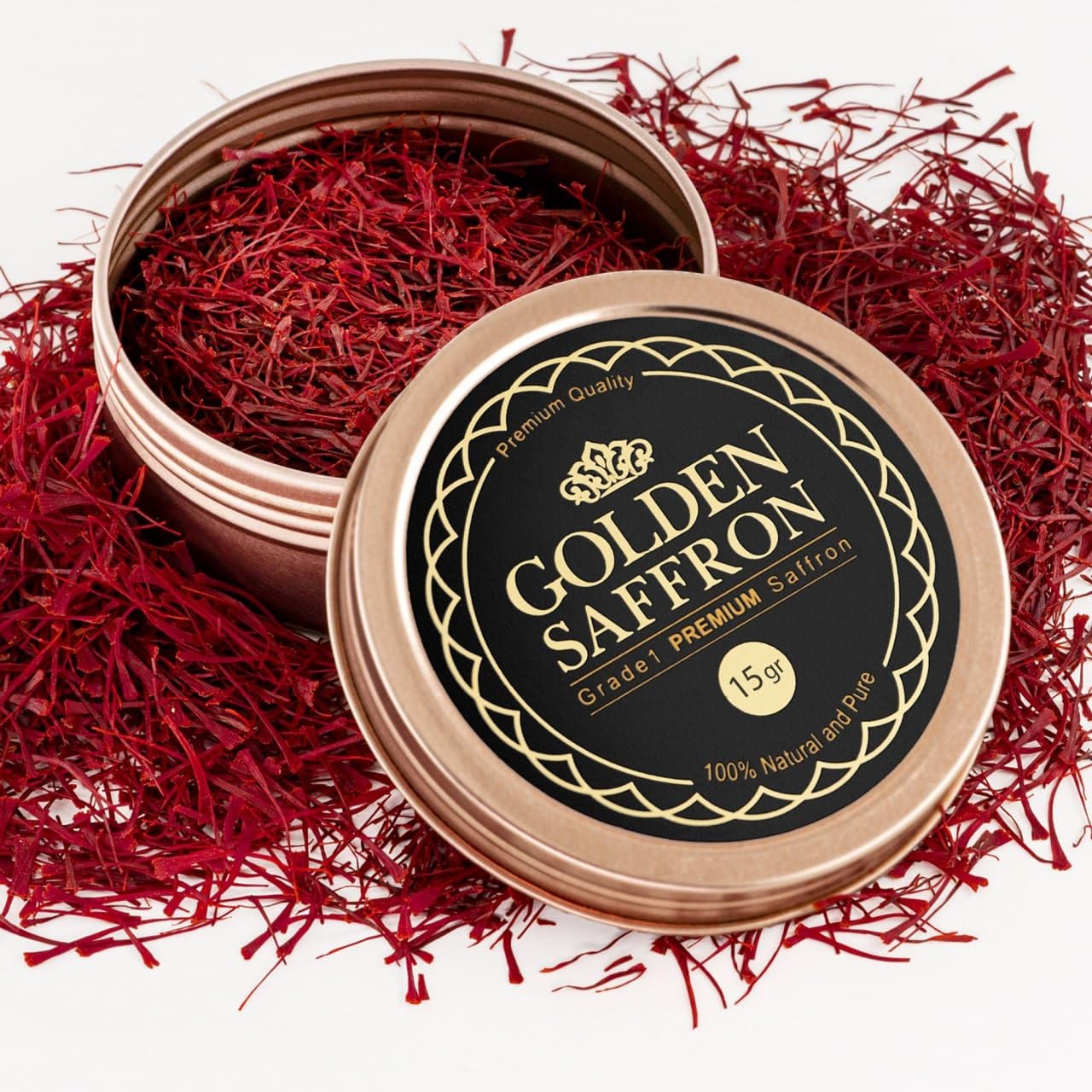 Golden Saffron, Finest Pure Premium All Red Saffron 15.0 Grams Standard Golden Saffron, Finest Pure Premium All Red Saffron 15.0 Grams Standard