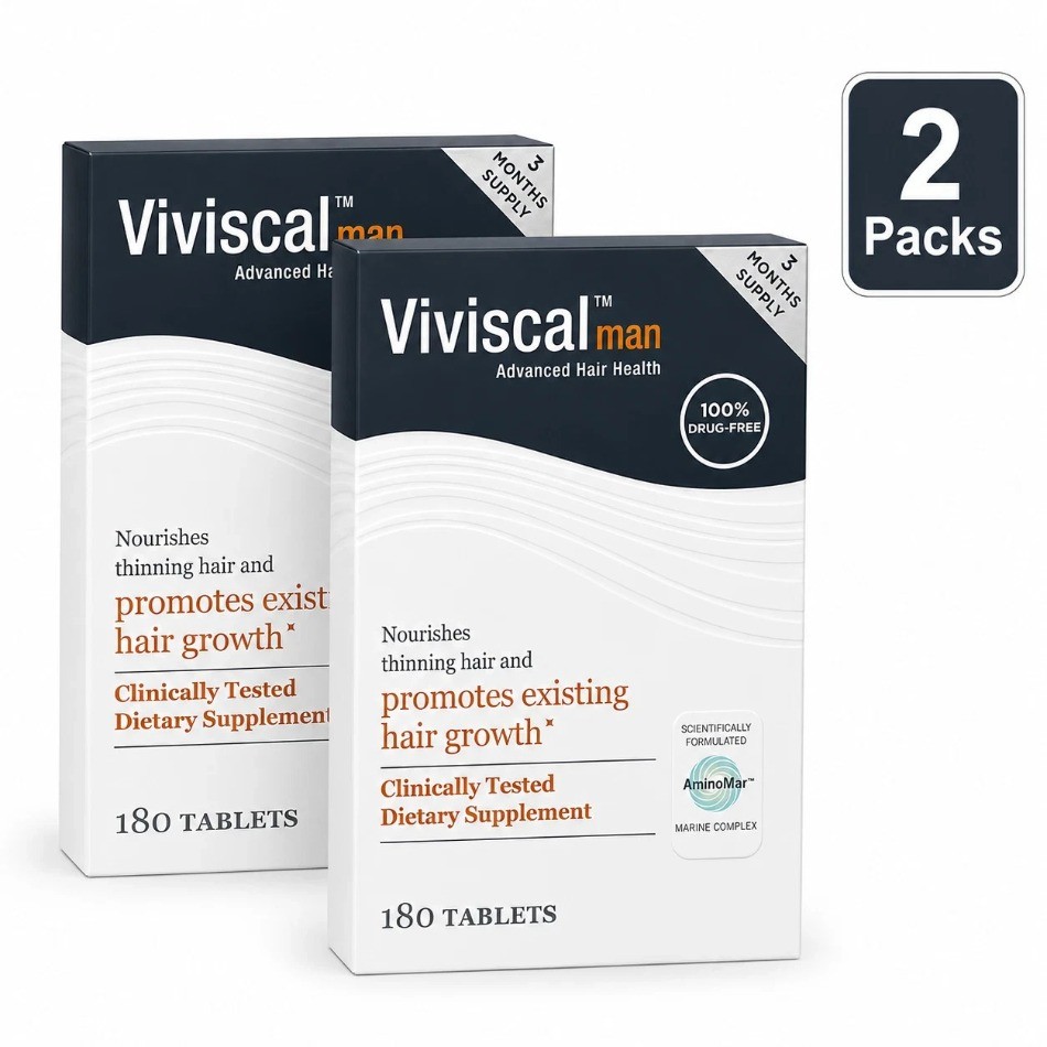 2 PACK Viv isc al Man Hair Health Supplement Hair Vitamins 180 Count Exp 2027