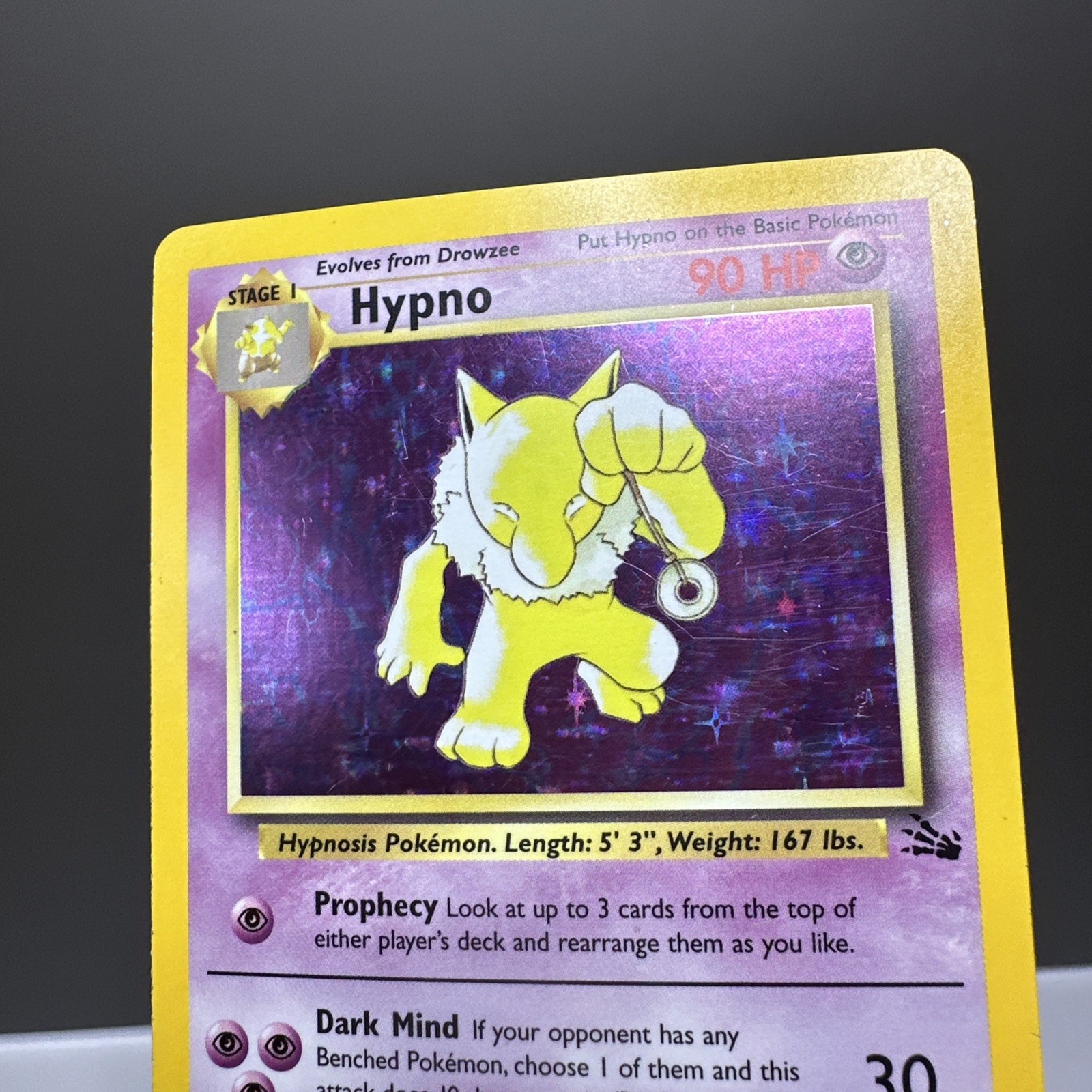 Hypno Holo Rare 8/62 Fossil WOTC Pokemon Card - Played