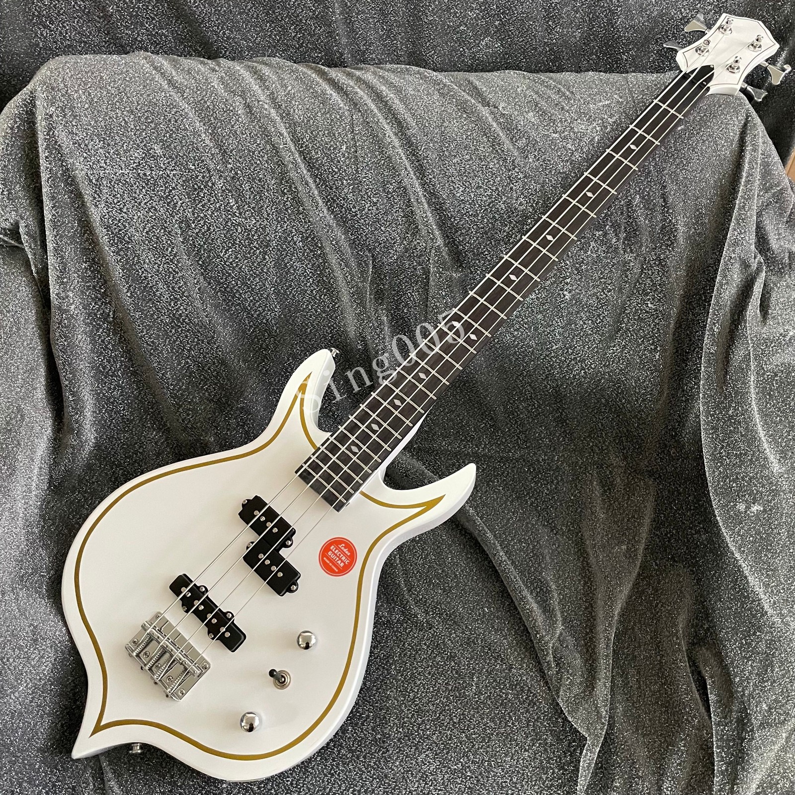 Punisher Solid 4-String Electric Bass Guitar Stainless Rounded Fret Edge White