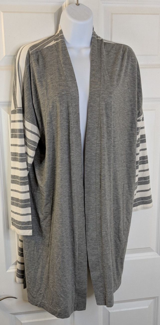 Pure Jill, Women\'s, Open Tunic, Grey And White, Size L, New Pure Jill, Women\'s, Open Tunic, Grey And White, Size L, New