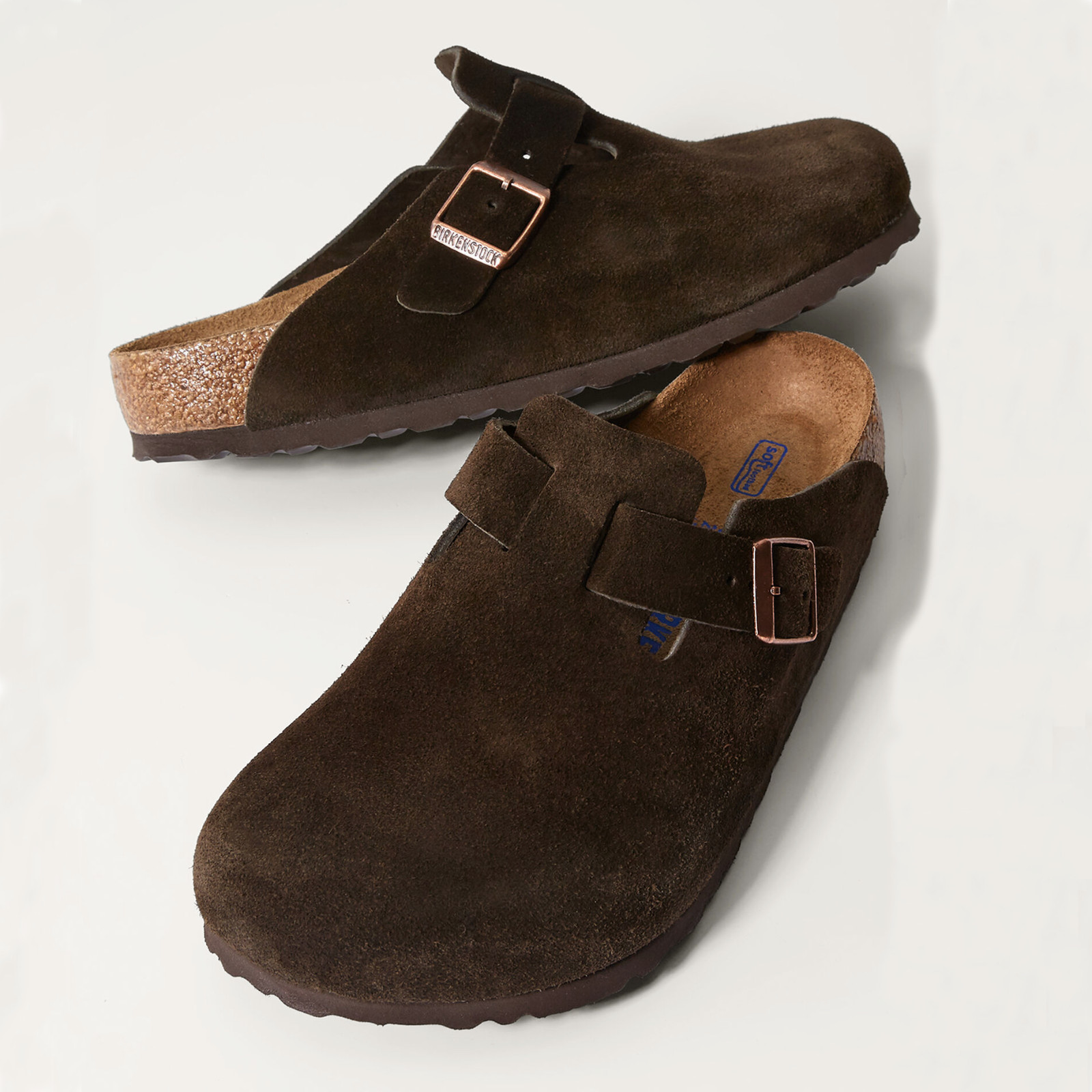 Birkenstock Boston Mocha Suede Soft Footbed Shoes Women's Narrow Men's Wide Birkenstock Boston Mocha Suede Soft Footbed Shoes Women's Narrow Men's Wide