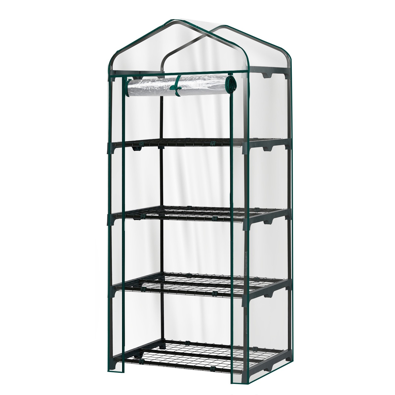 4 Tier Mini Greenhouse with Reinforced Cover Green House Portable Yard Indoor