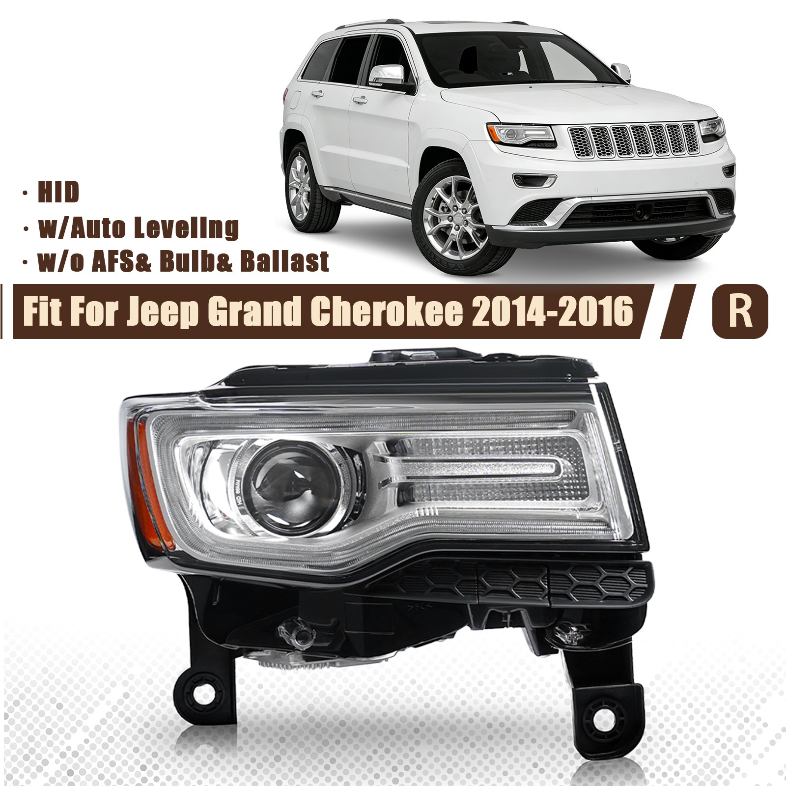 For 2014-2016 Jeep Grand Cherokee HID/Xenon Headlight Right Passenger W/O AFS