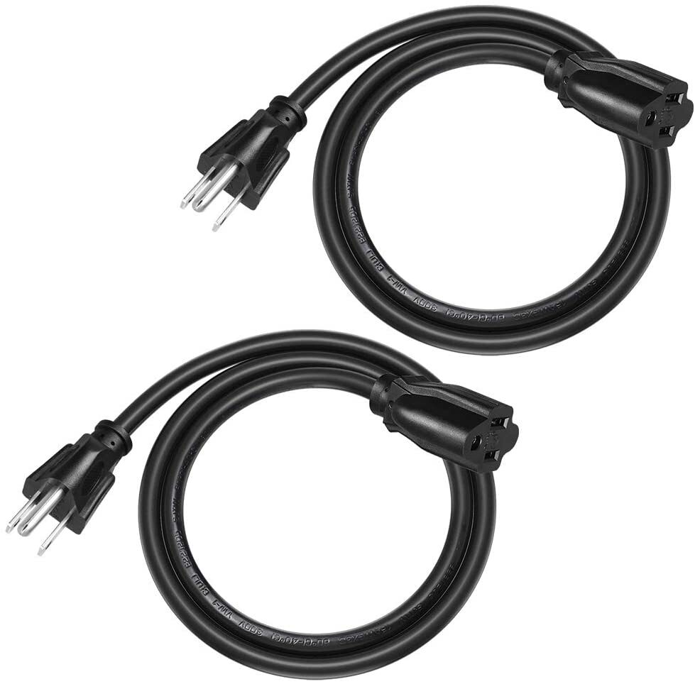 DEWENWILS 2 Pack 3 ft Extension Cord Power Cable 3 Prong Grounded Outlets Plugs DEWENWILS 2 Pack 3 ft Extension Cord Power Cable 3 Prong Grounded Outlets Plugs