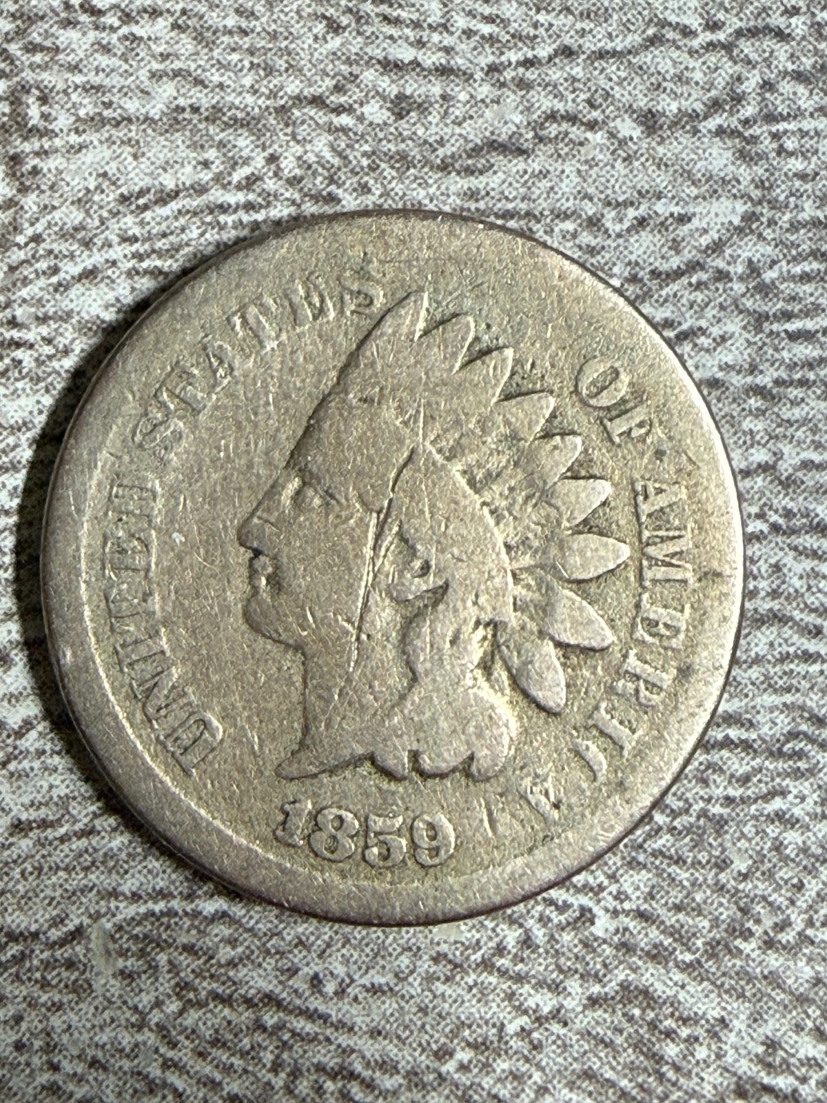 1859 Indian Head Cent Penny. Laurel Wreath reverse. 1st Year Minted 1859 Indian Head Cent Penny. Laurel Wreath reverse. 1st Year Minted