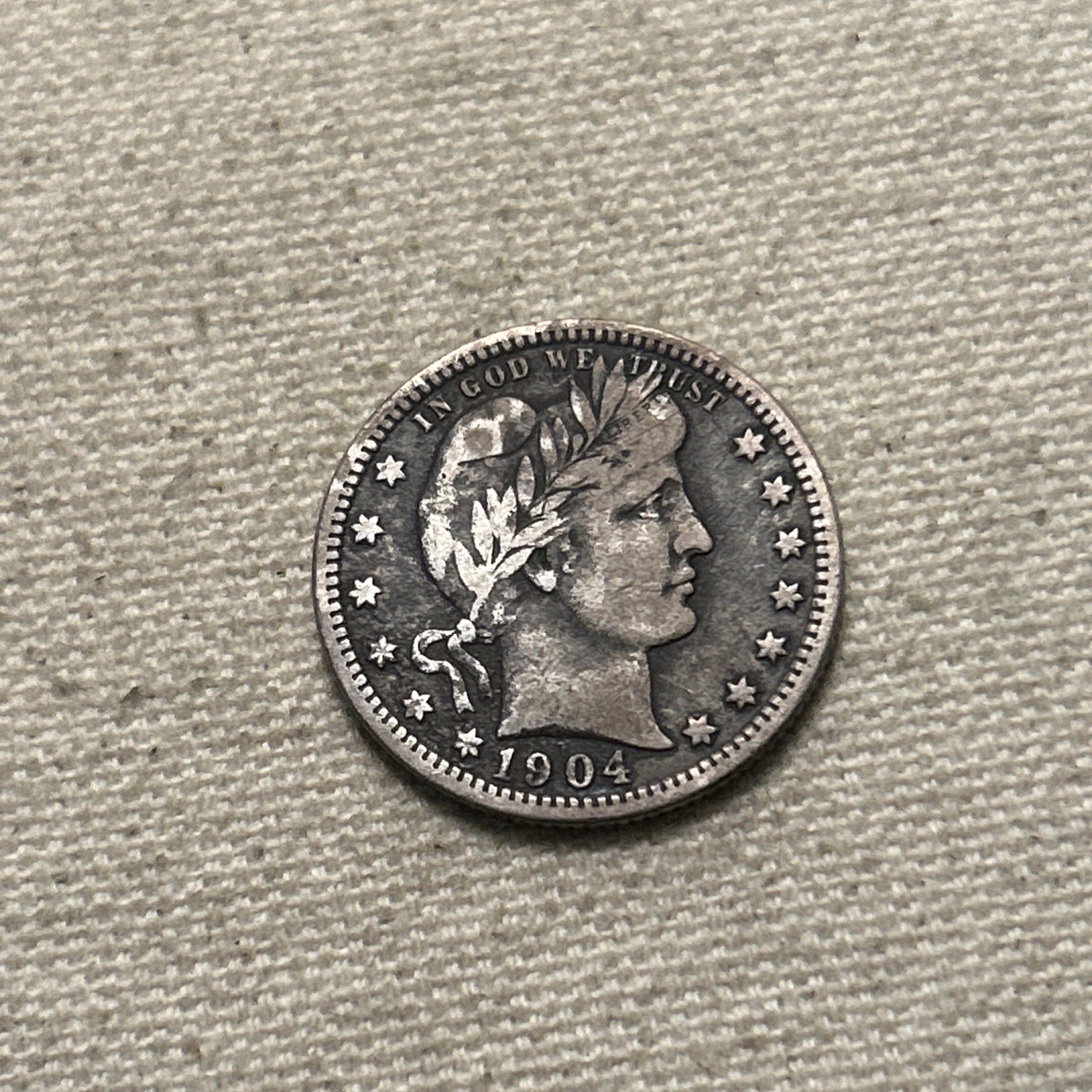 1904-O Barber Quarter Better Date Choice Original VF Crusty #RI57 1904-O Barber Quarter Better Date Choice Original VF Crusty #RI57