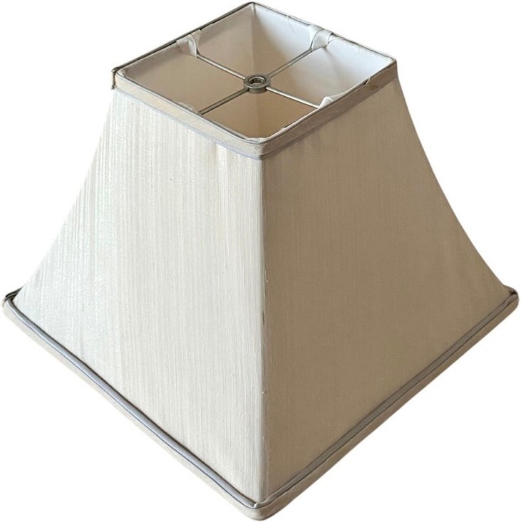 Vintage Stiffel Lamp Shade Only Ivory Tapered Square Silk Dove Gray Trim Vintage Stiffel Lamp Shade Only Ivory Tapered Square Silk Dove Gray Trim