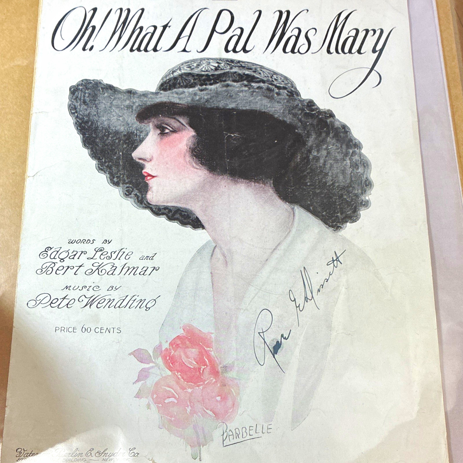 Vintage Oh What A Pal Was Mary Sheet Music Signed Bert Kalmar Barbelle 1919 Vintage Oh What A Pal Was Mary Sheet Music Signed Bert Kalmar Barbelle 1919