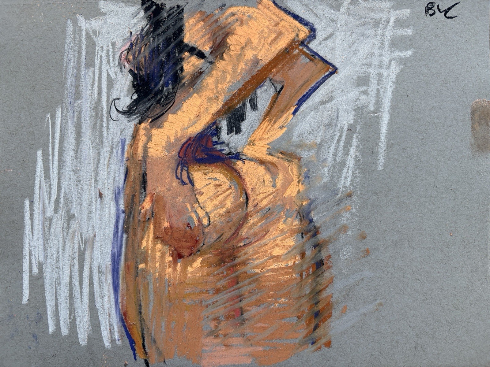 Pastel Portrait Cubism Figure Painting On 9”x12” Paper Modern Original Signed