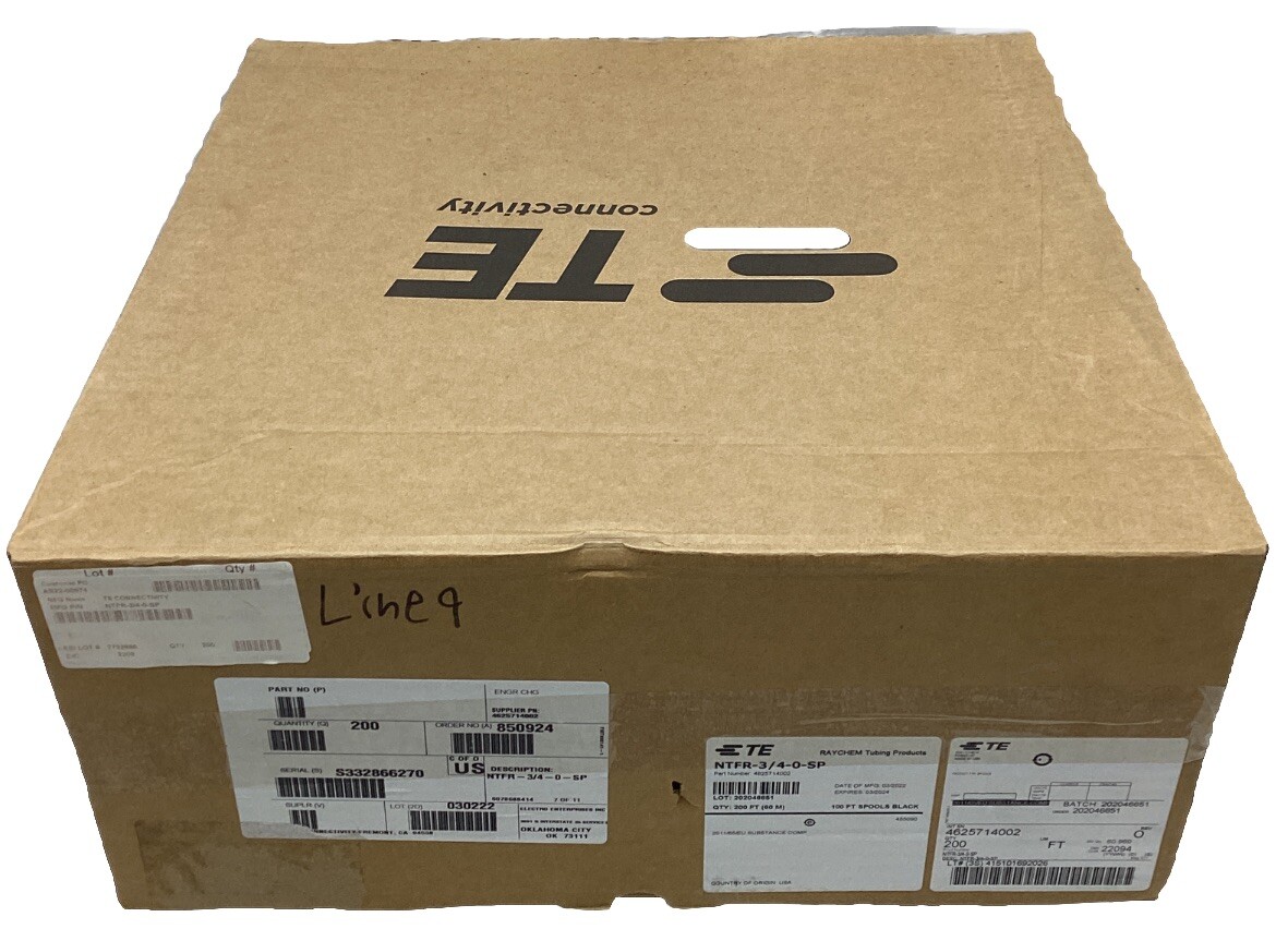 TE Connectivity Raychem Black Heat-Shrink Tubing NTFR-3/4-0-SP 4625714002 200 Ft TE Connectivity Raychem Black Heat-Shrink Tubing NTFR-3/4-0-SP 4625714002 200 Ft