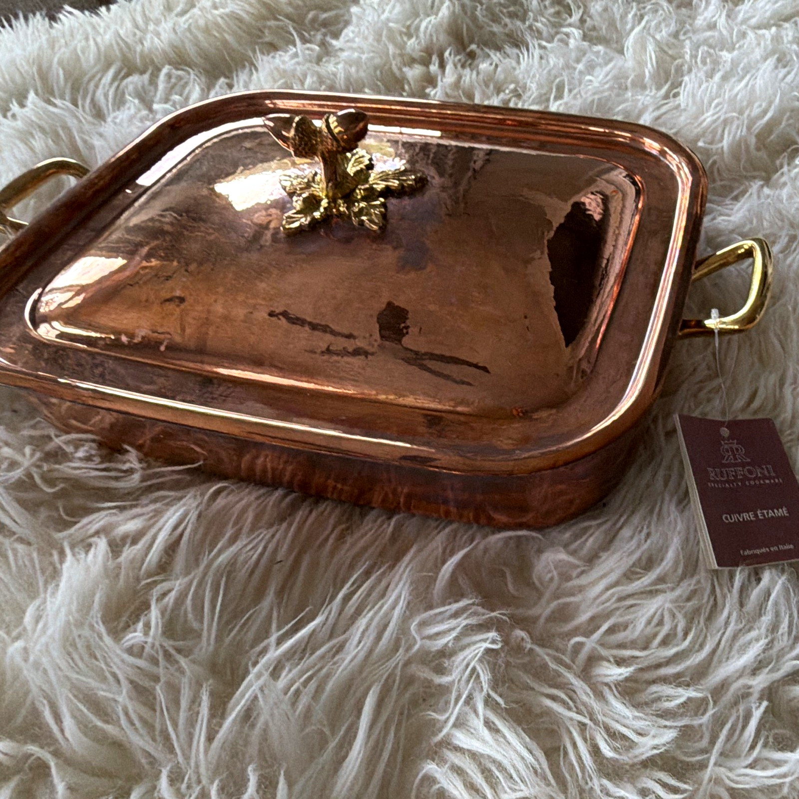 Ruffoni Tin-Lined Copper Roasting Tray w/ Lid Rectangular 5 qt 16x12 2pc Ruffoni Tin-Lined Copper Roasting Tray w/ Lid Rectangular 5 qt 16x12 2pc