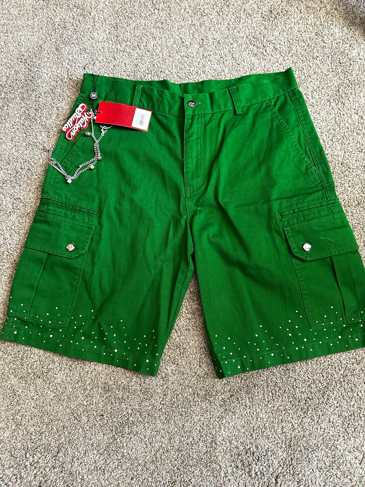 Watson Studios Men\'s Green Cotton Canvas Cargo Shorts Cargo Pockets Button Watson Studios Men\'s Green Cotton Canvas Cargo Shorts Cargo Pockets Button