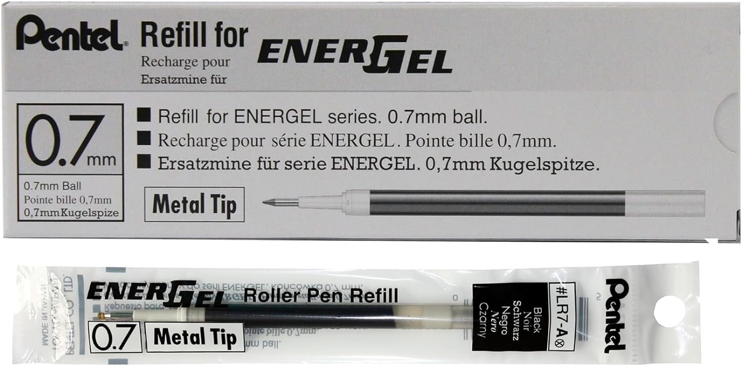 Pentel Refill Ink for EnerGel Liquid Gel Pen, 0.7mm, Black Ink, Box of 12 Pentel Refill Ink for EnerGel Liquid Gel Pen, 0.7mm, Black Ink, Box of 12