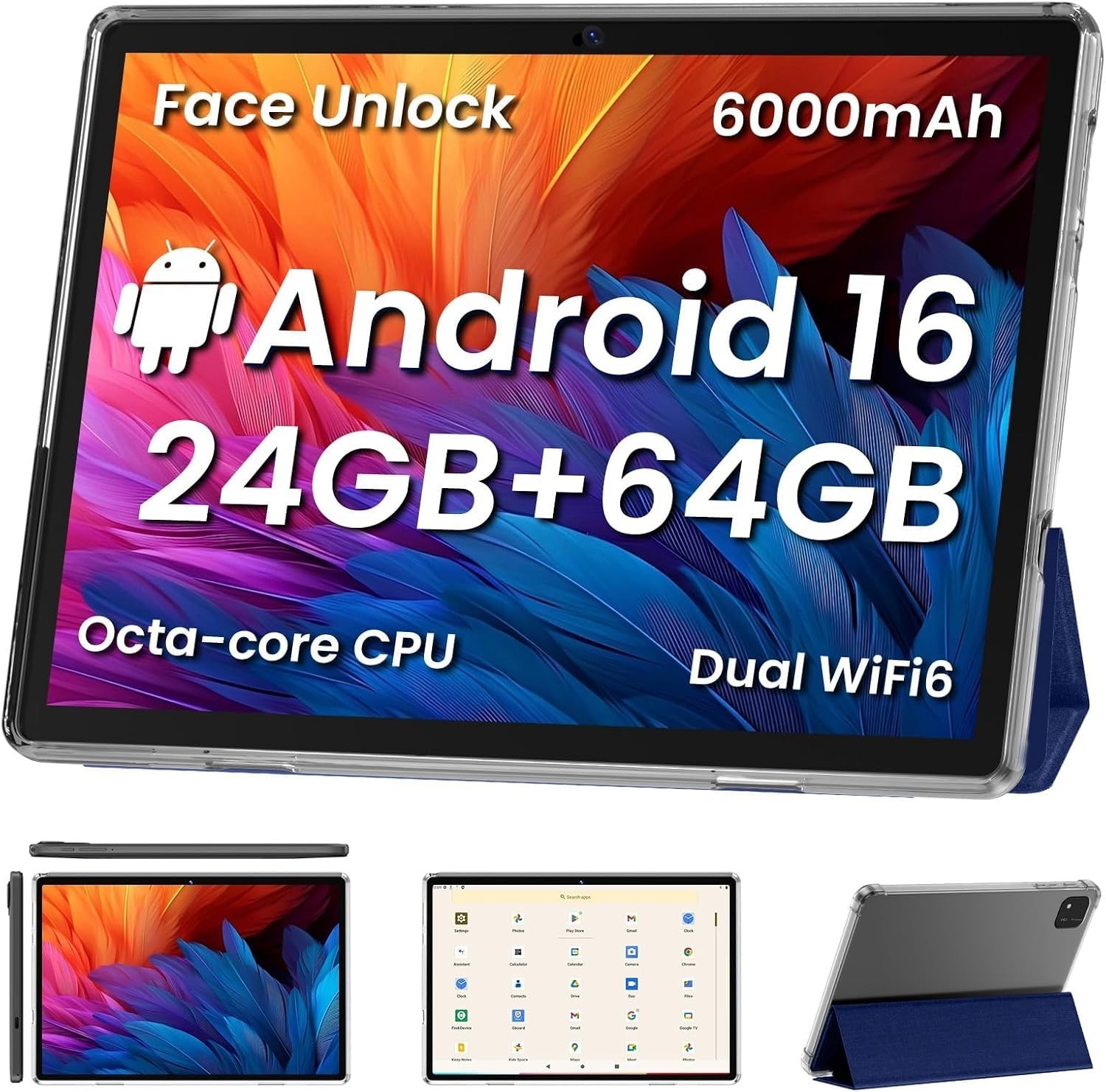 COLORROOM Android 16 Tablet, 10 inch Tablet, Octa Core CPU, Blue COLORROOM Android 16 Tablet, 10 inch Tablet, Octa Core CPU, Blue