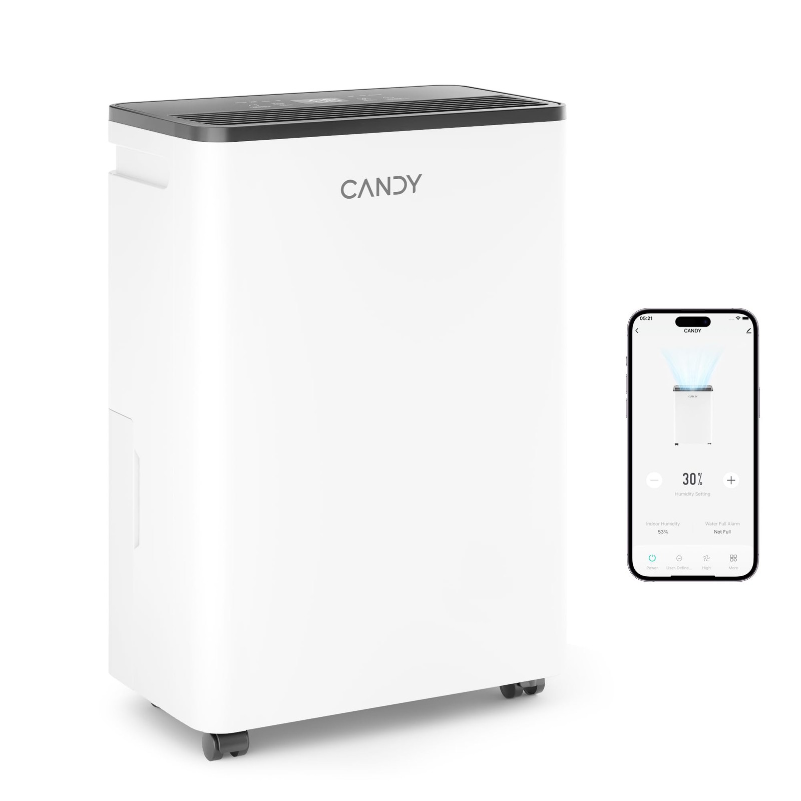Candy 2000 Sq.Ft 25 Pint Dehumidifier with Continuous/Auto Mode, White Candy 2000 Sq.Ft 25 Pint Dehumidifier with Continuous/Auto Mode, White