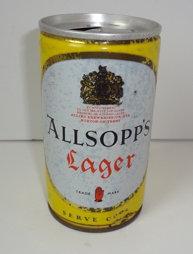 Vintage Rare Allsopp\'s Lager Allied Breweries UK Pull Tab Beer Can Vintage Rare Allsopp\'s Lager Allied Breweries UK Pull Tab Beer Can