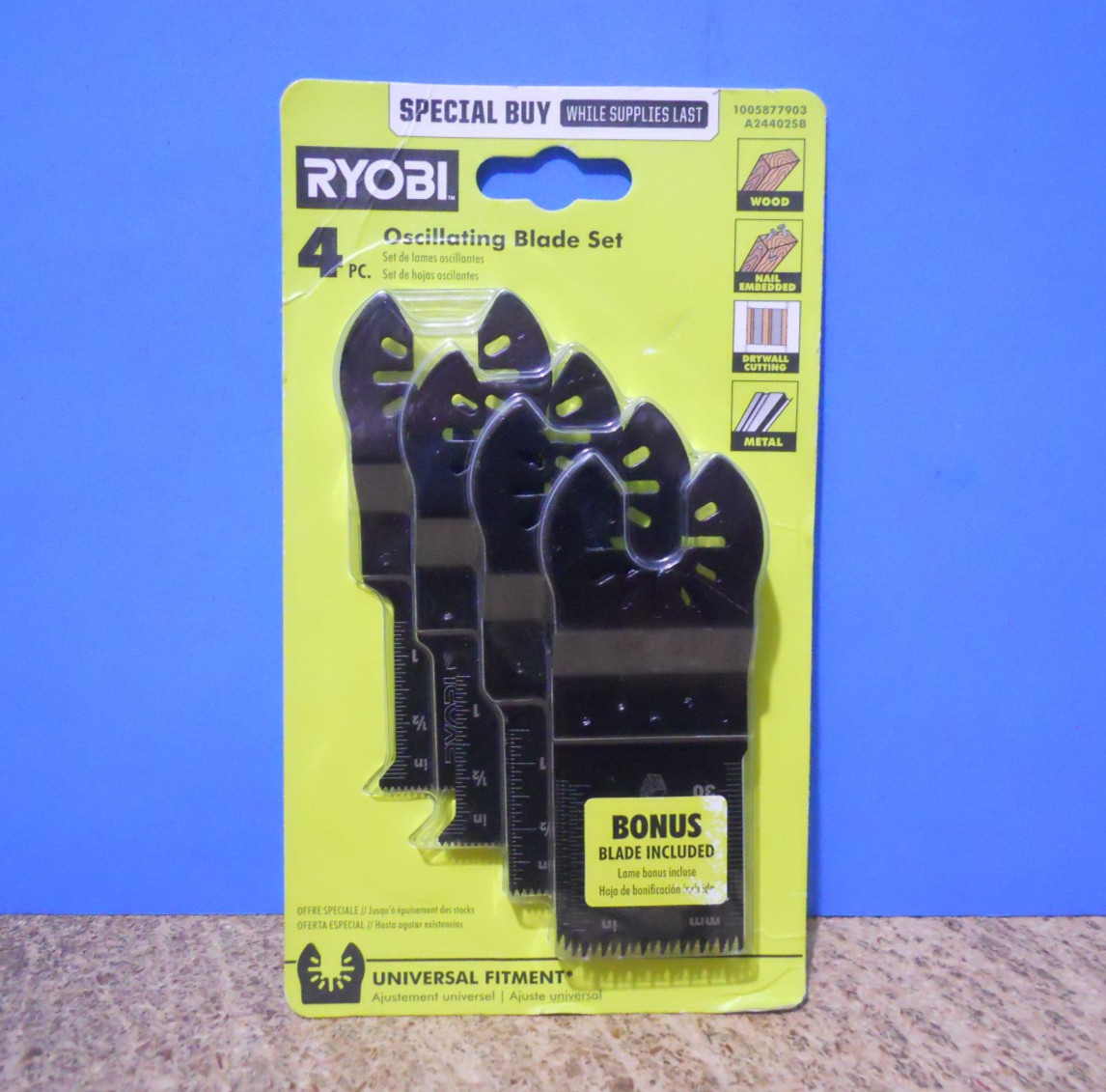 RYOBI 4-Piece Wood Metal Drywall Oscillating Tool Blade Set Universal A24402SB