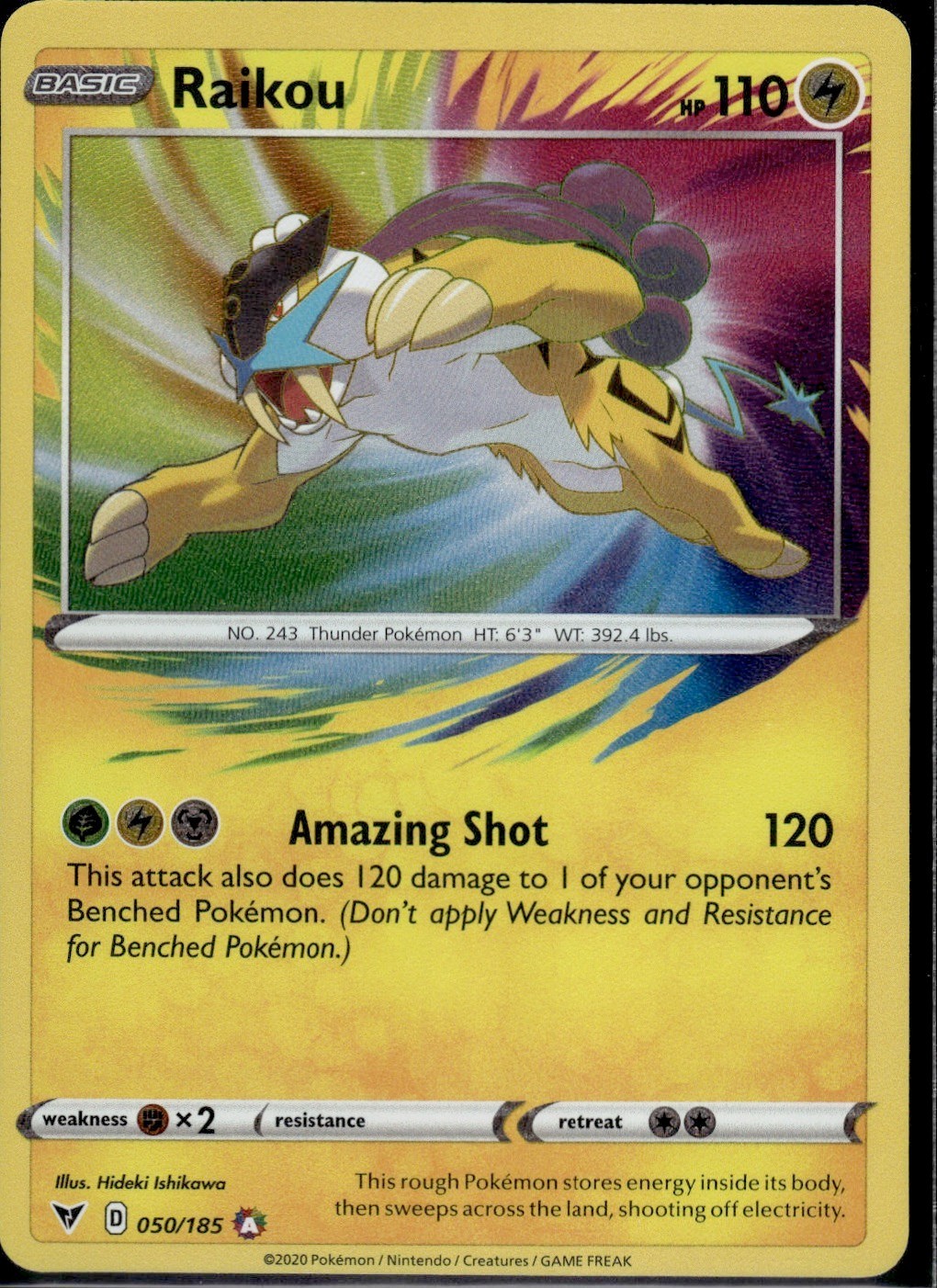 Raikou 050/185 Vivid Voltage Amazing Rare Holo NM Raikou 050/185 Vivid Voltage Amazing Rare Holo NM