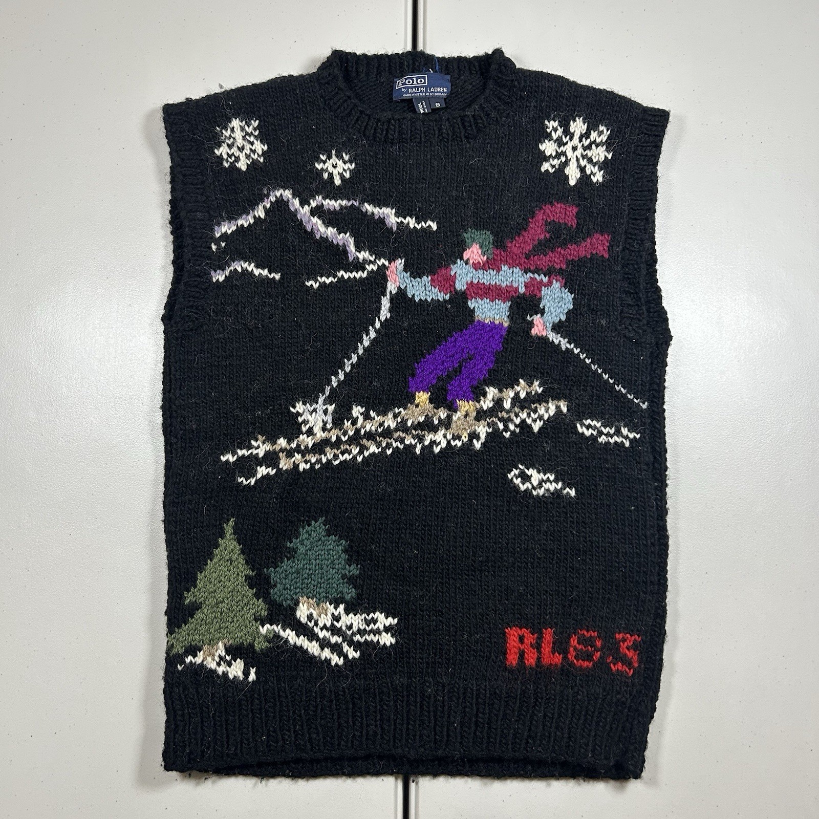 Rare Vintage Polo Ralph Lauren RL83 Wool Knit Vest Alpine Ski GT Britain Small