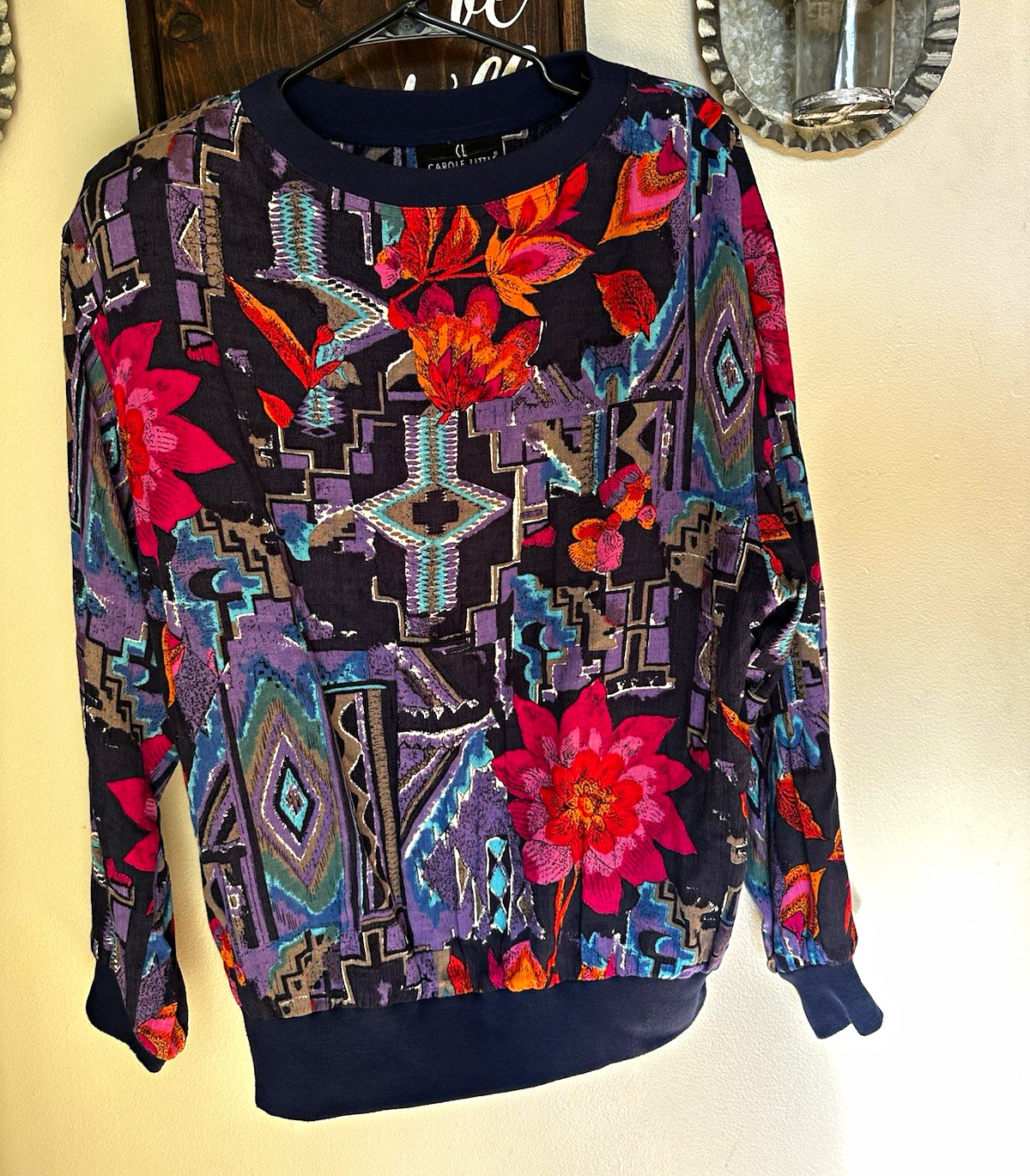 VTG Carole Little Women’s Gauze Rayon Floral Multicolor Pullover Blouse L VTG Carole Little Women’s Gauze Rayon Floral Multicolor Pullover Blouse L