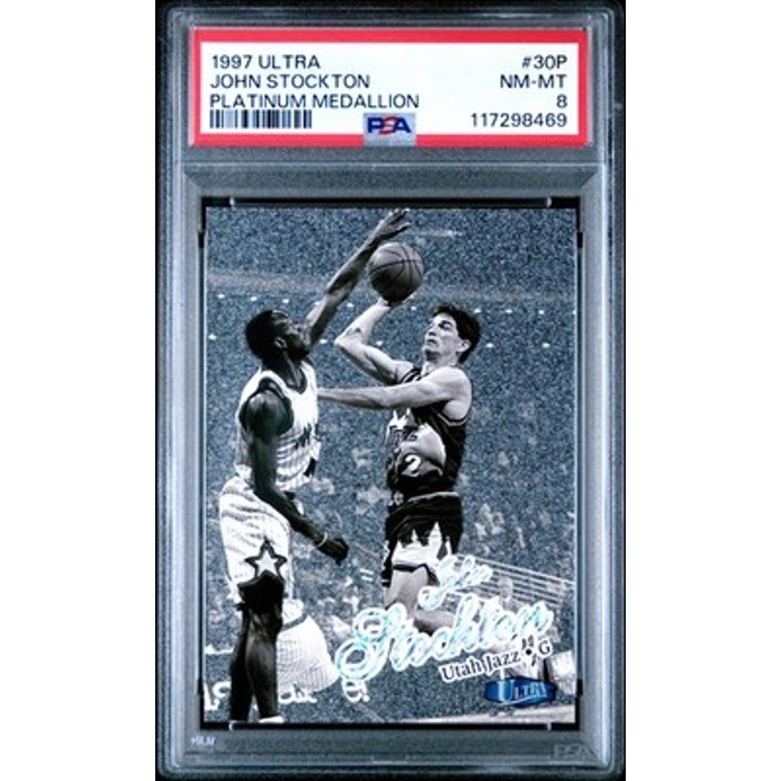 1997-98 Fleer Ultra #30P John Stockton Platinum Medallion PSA 8 /100 Utah Jazz
