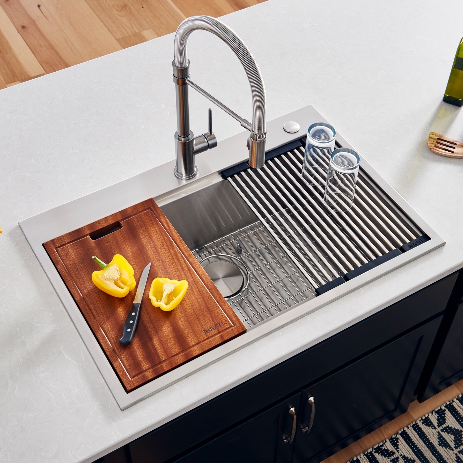 Ruvati 33x22 inch Workstation Ledge Drop-in 16 Gauge Kitchen Sink- RVH8003 Ruvati 33x22 inch Workstation Ledge Drop-in 16 Gauge Kitchen Sink- RVH8003
