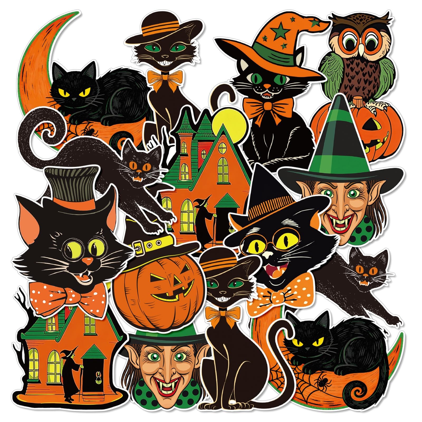 Whaline 40Pcs Vintage Halloween Cutouts, Retro Pumpkin Assorted,orange,black Whaline 40Pcs Vintage Halloween Cutouts, Retro Pumpkin Assorted,orange,black