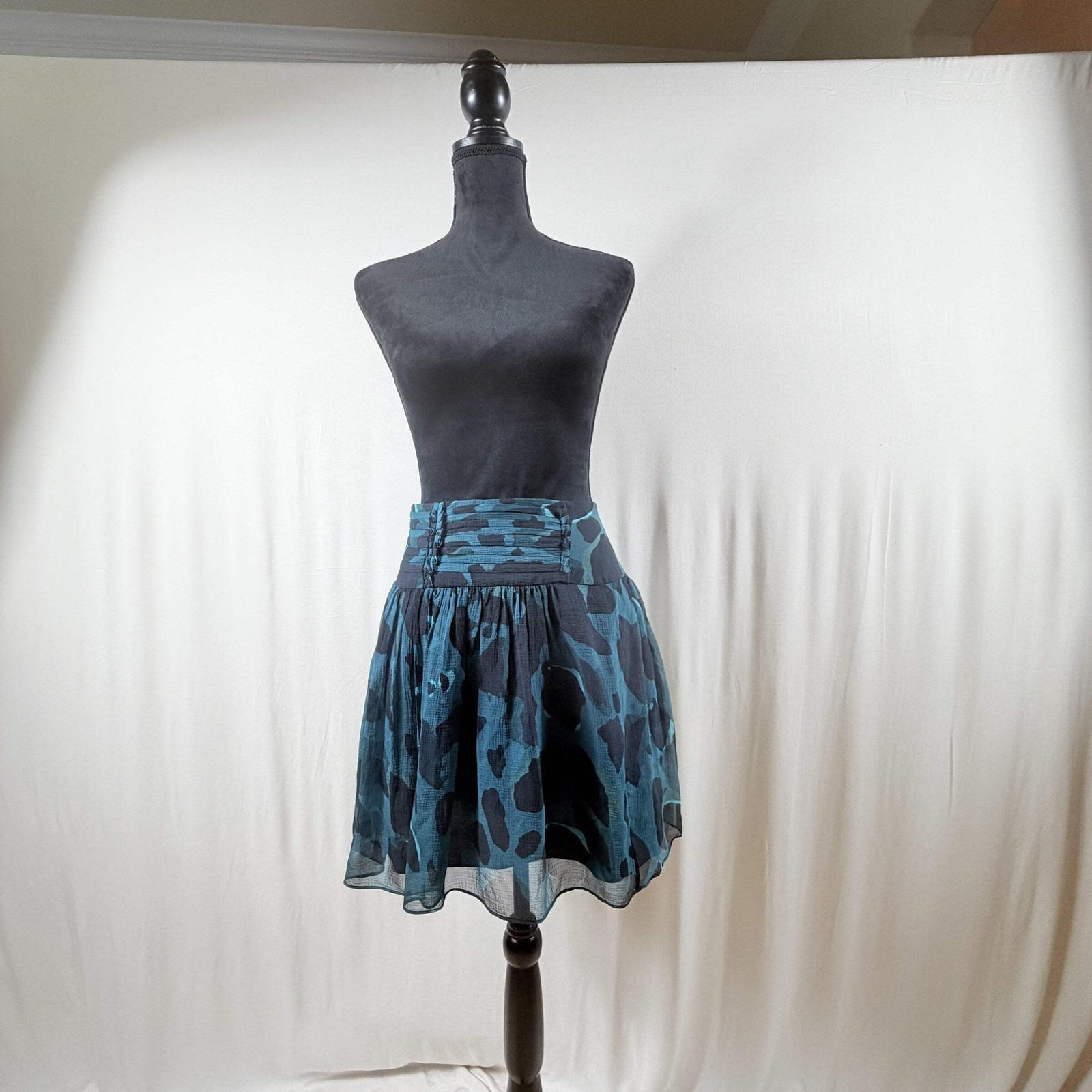 Burberry Brit Animal Print Mini Skirt – Green/Navy