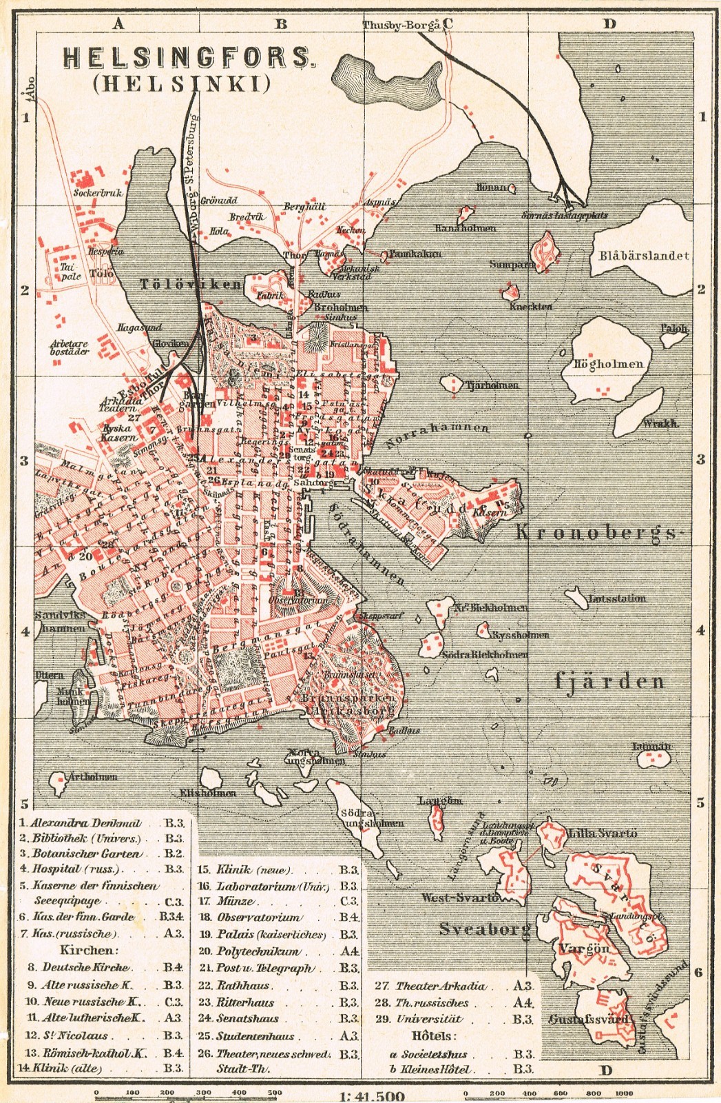 HELSINKI 1883  Finland Original map city plan  city plan Helsingfors Suomi