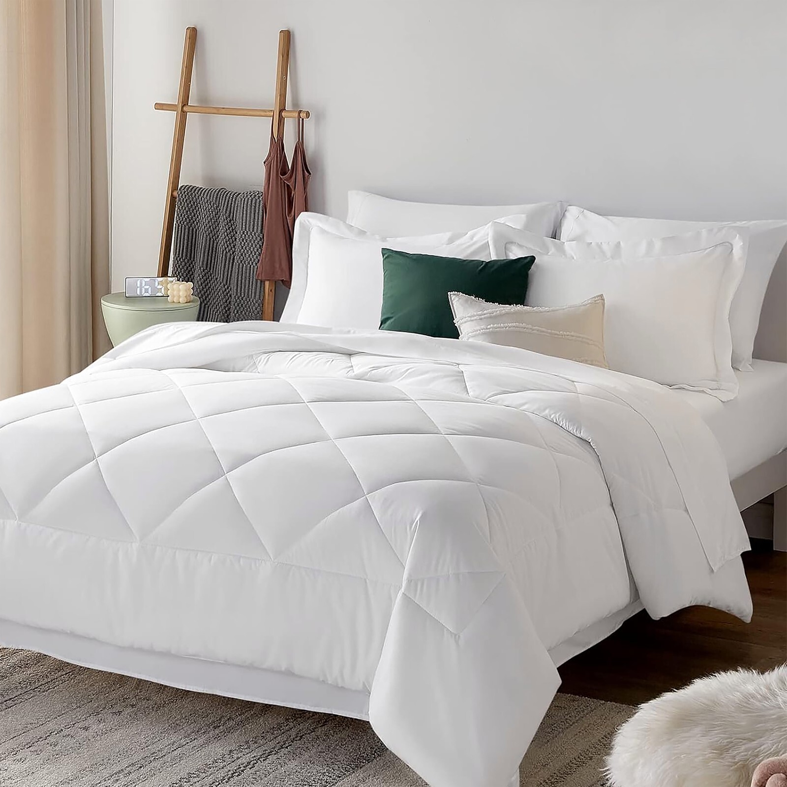 7 Piece Comforter Set Bed in a Bag All Season Reversible Bedding Sets Queen Gray
