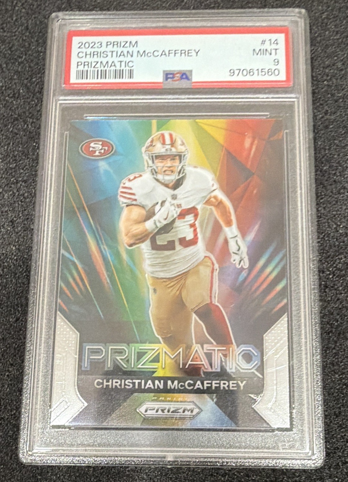 2023 Panini Prizm Prizmatic Christian McCaffrey 49ers #14 PSA 9 2023 Panini Prizm Prizmatic Christian McCaffrey 49ers #14 PSA 9