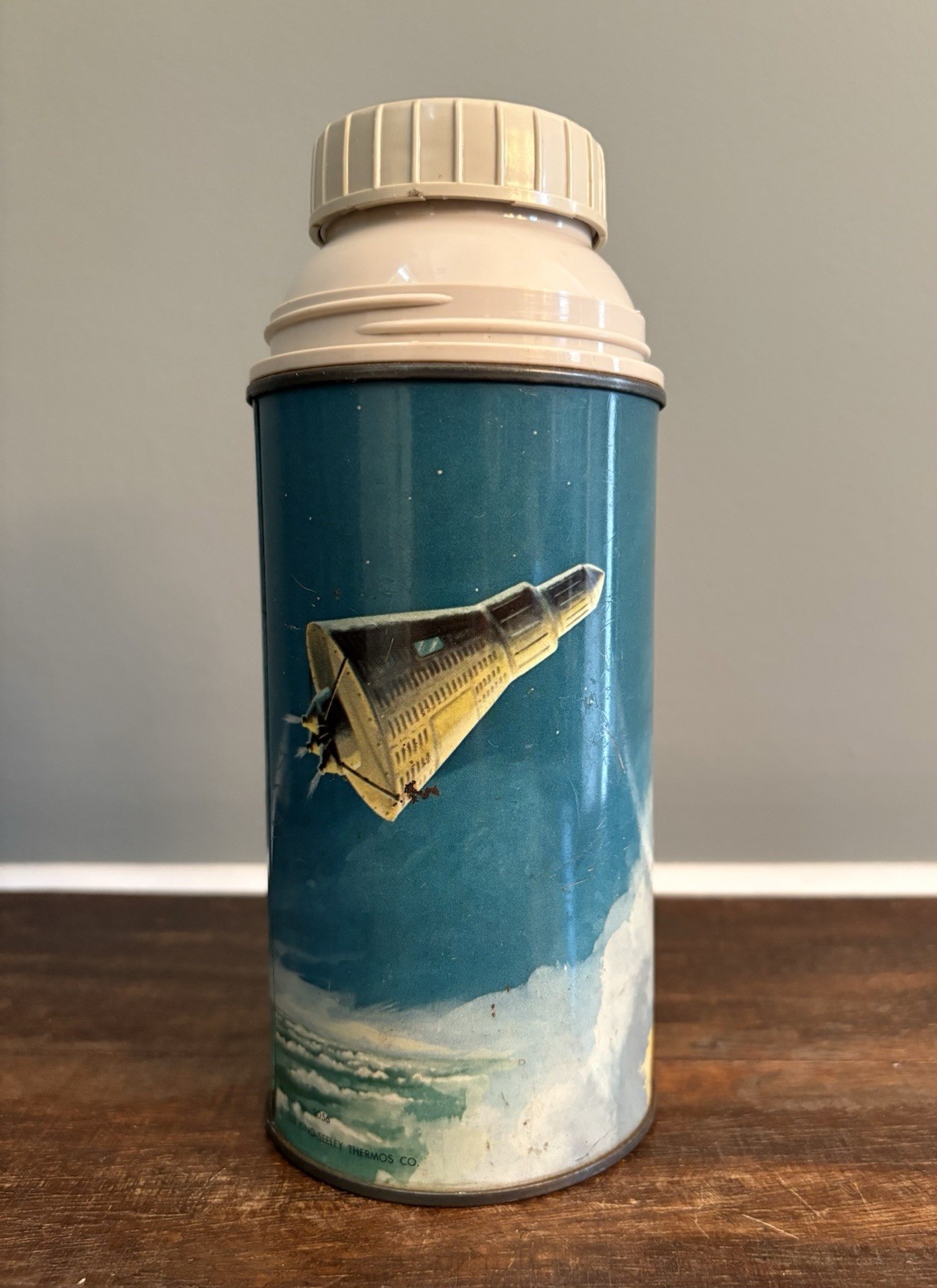 Vintage 1963 NASA John Glenn Mercury Orbit Thermos King Seeley No Cup Space Art