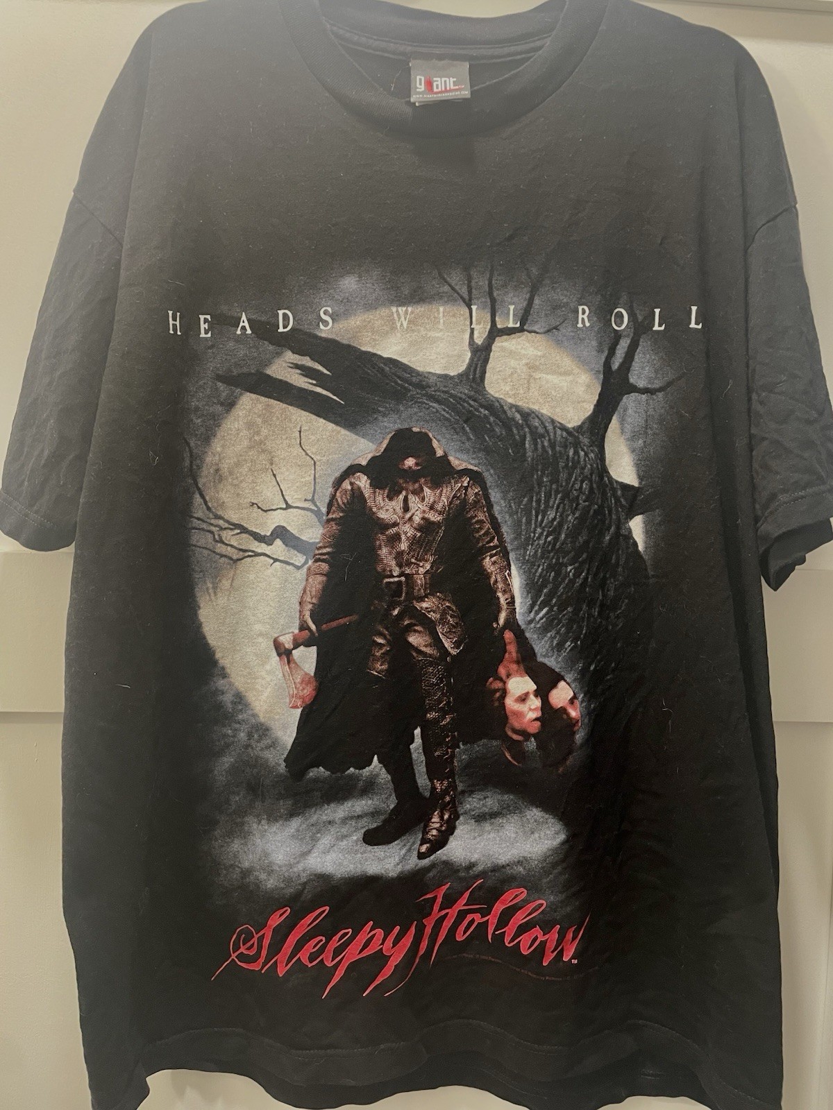 Vintage Sleepy Hollow 1999 Tim Burton Giant Tag XL Horror Movie Promo T-Shirt Vintage Sleepy Hollow 1999 Tim Burton Giant Tag XL Horror Movie Promo T-Shirt