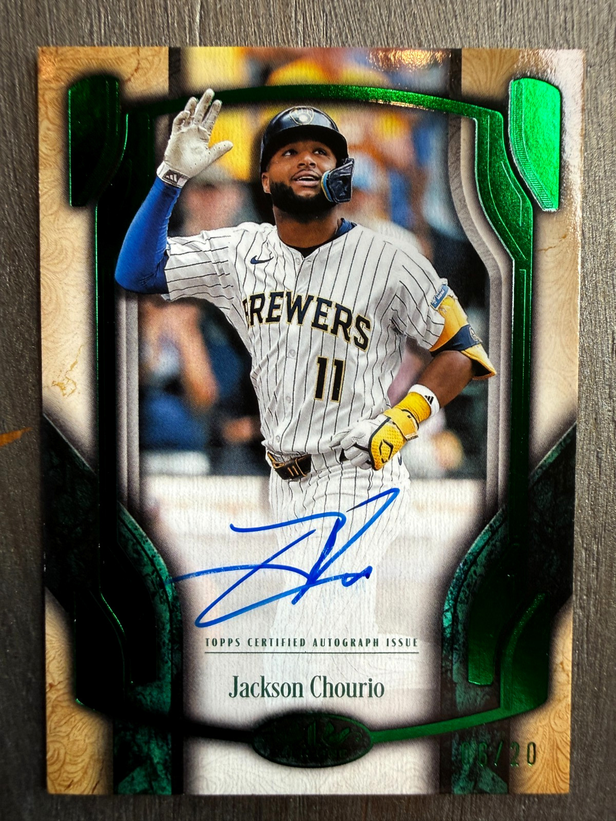 Jackson Chourio - 2026 Topps Tier One Breakout Autographs Green /20 Jackson Chourio - 2026 Topps Tier One Breakout Autographs Green /20