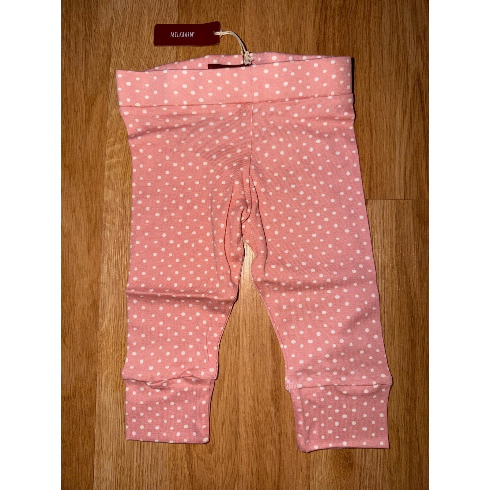 Milkbarn Baby Leggings Rose Dot Pink Polka Dot Pants 6-12M NWT