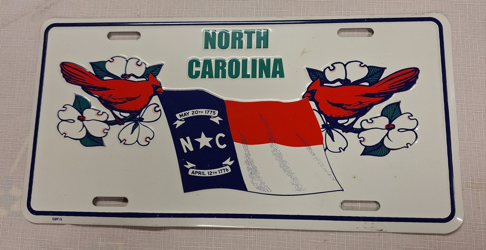 Vintage North Carolina Cardinal Vanity License Plate Tag Metal Collectable 