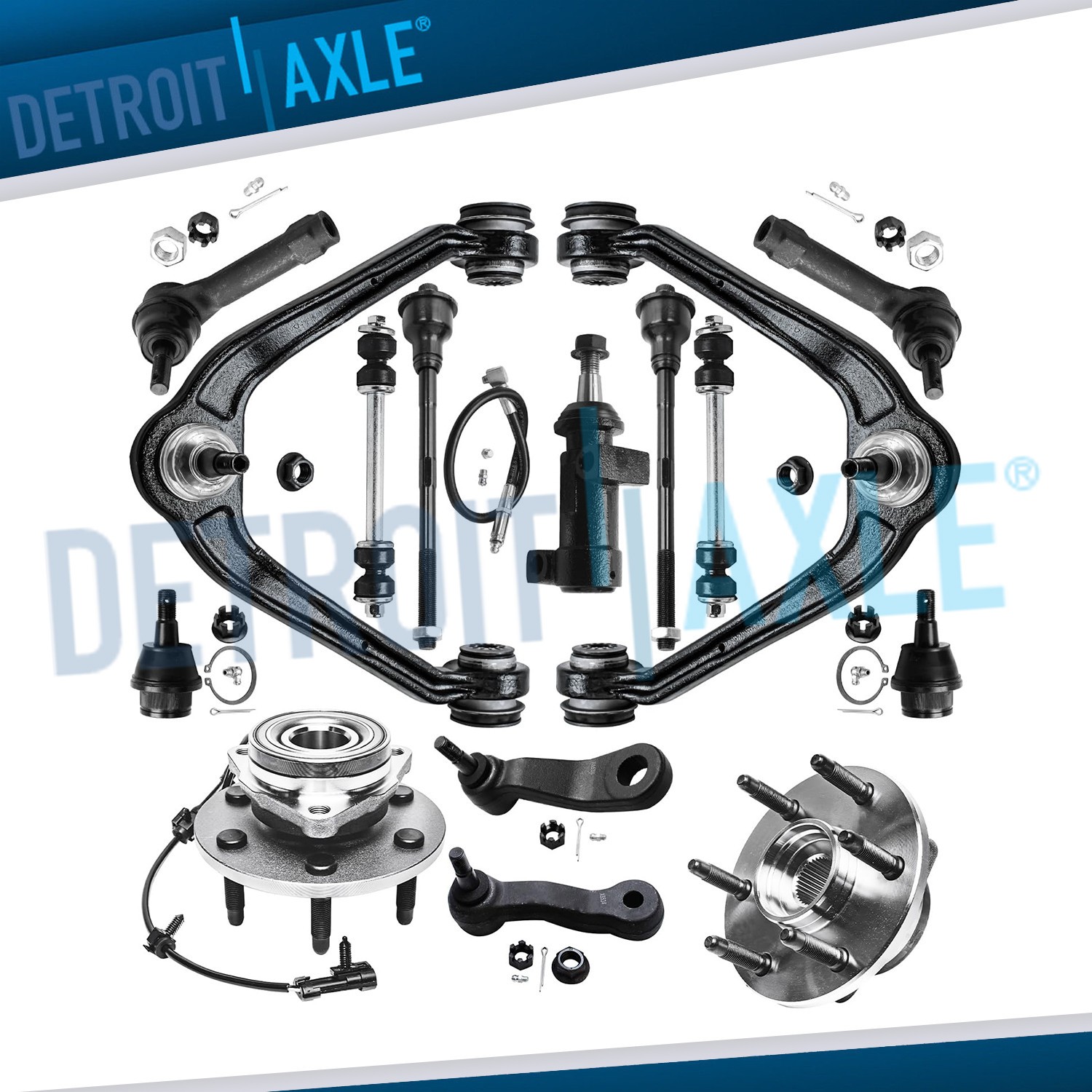 15pc 4WD Front Wheel Bearing Hub Control Arm for Chevy GMC Silverado Sierra 1500