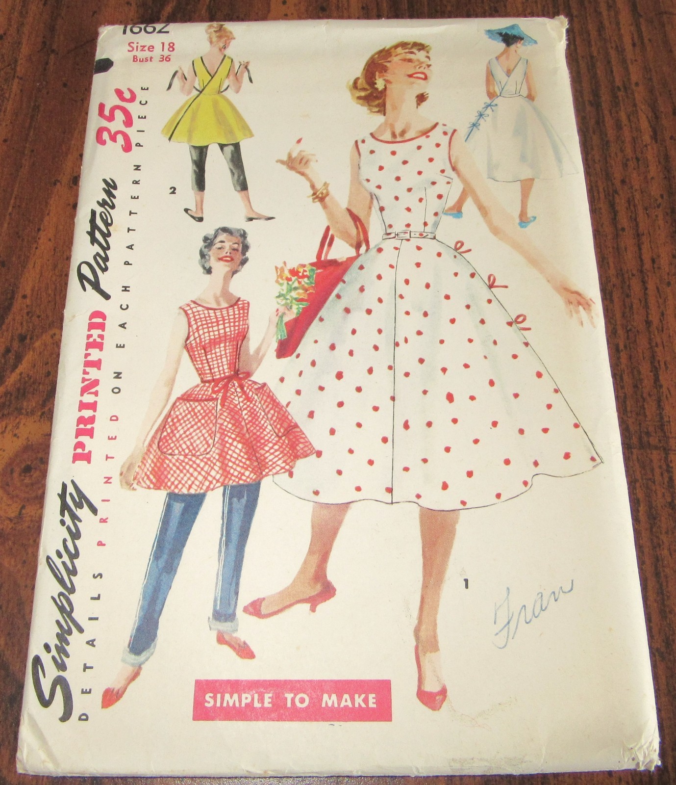 Vintage 1956 Simplicity Pattern #1662 Misses & Women\'s Wrap Dress Sz 18 UNCUT FF