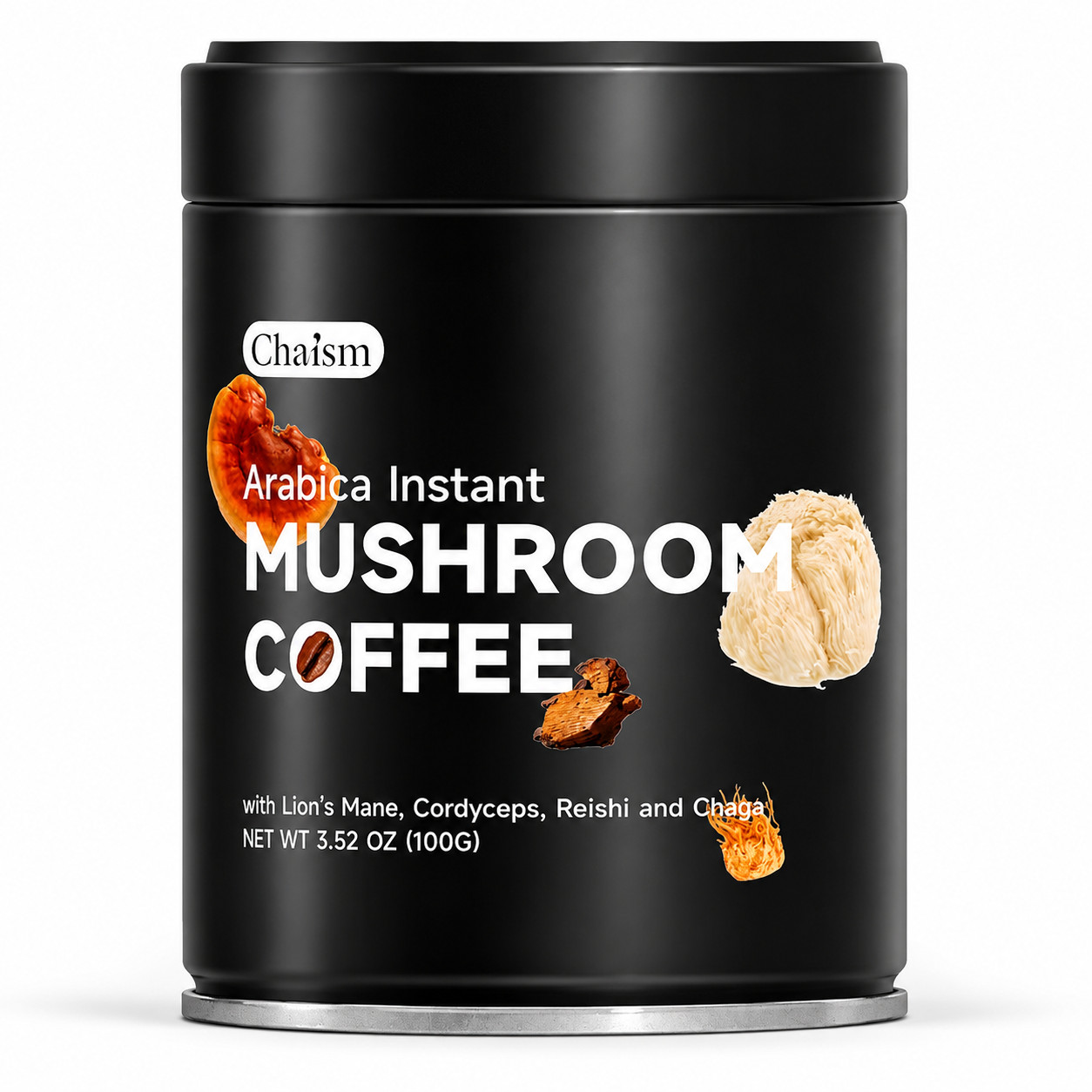 Chaism Mushroom Coffee Instant Arabica 3.52oz Lion's Mane Reishi 1 2 4 8 Pack