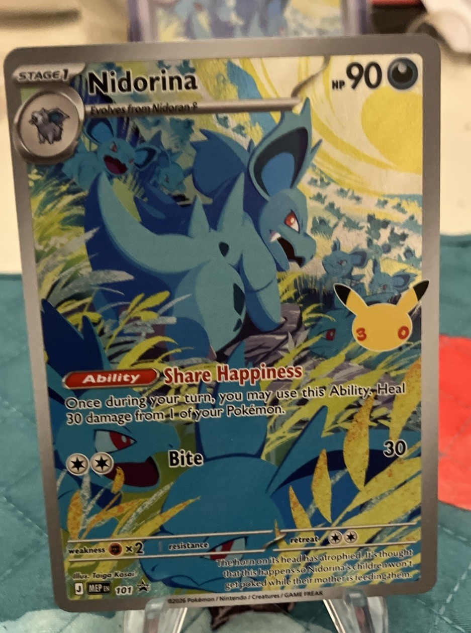 Nidorina Promi Full Art Holo Rare 90 HP English 30th Anniversary Pokemon NM