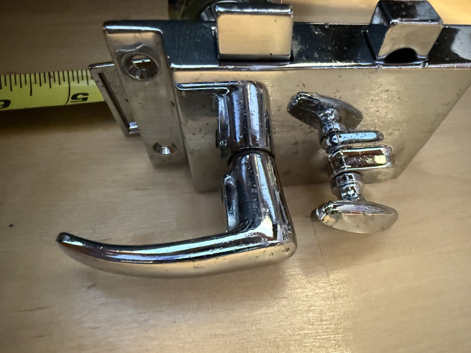 Vintage Perko Marine Rim Lock Set Chrome Lever Knob Boat Cabin Door Latch 2 Keys