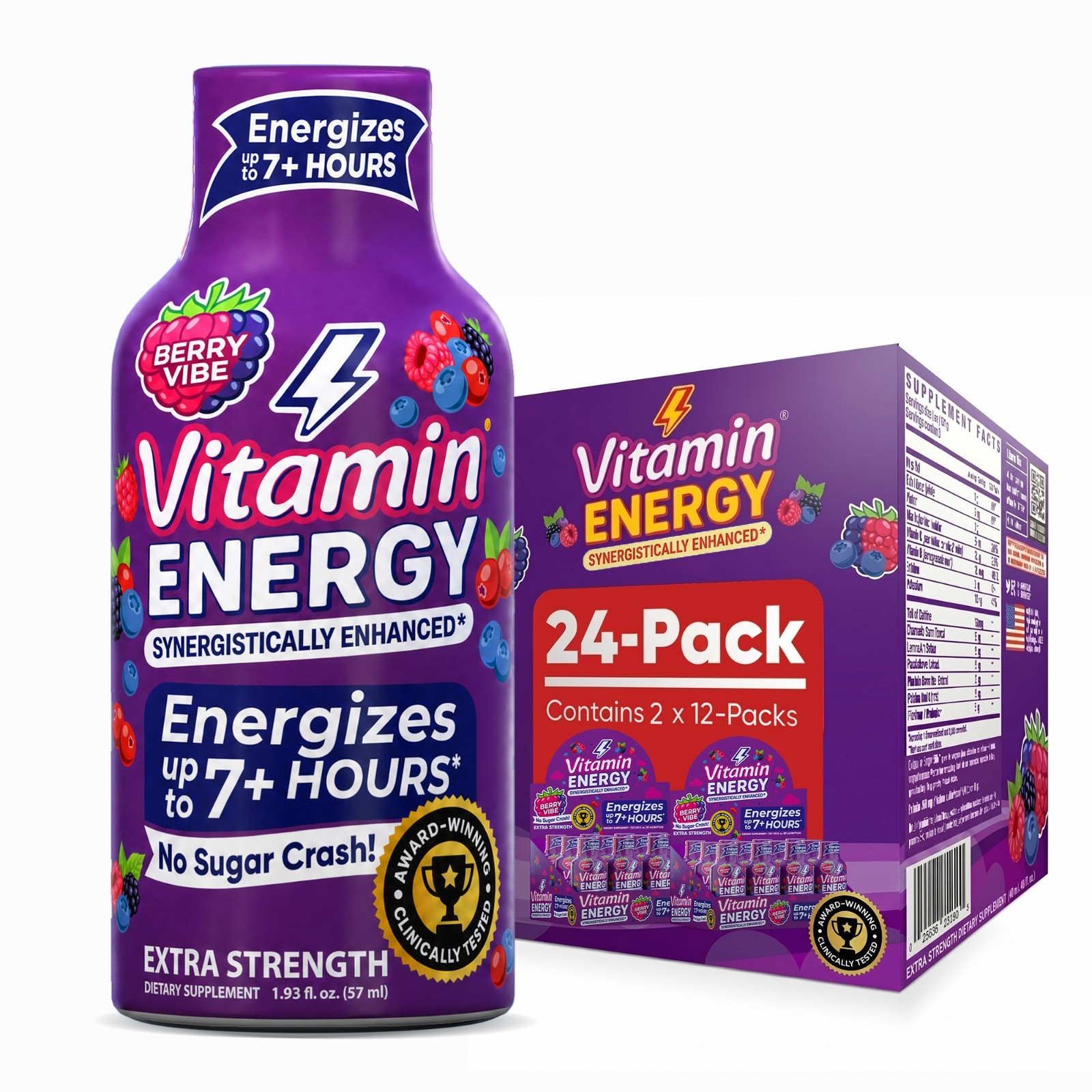 (24 Pack) Vitamin Energy® Berry Vibe Energy Shots, Clinically Tested
